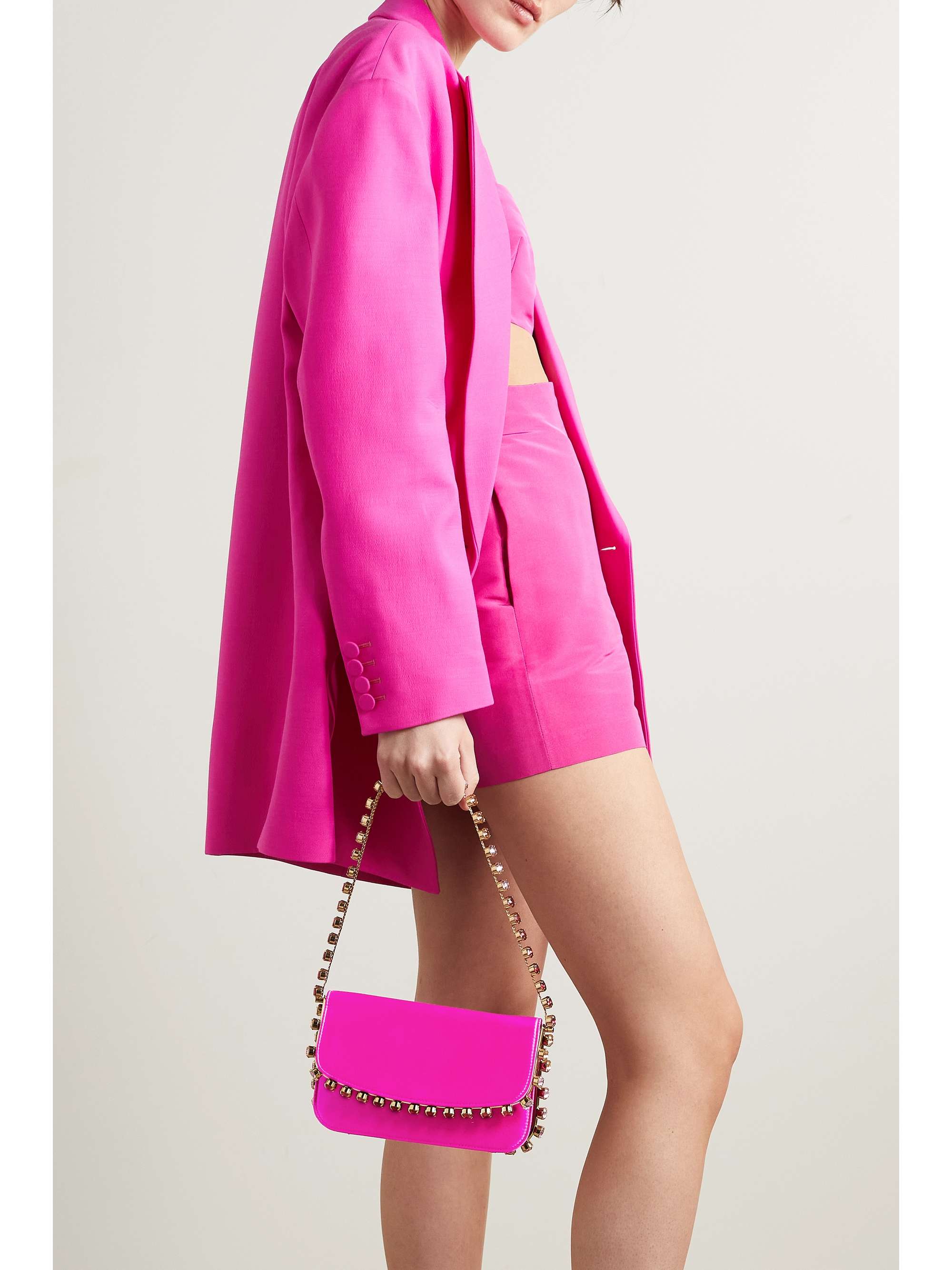 AQUAZZURA Galactic crystal-embellished satin shoulder bag
