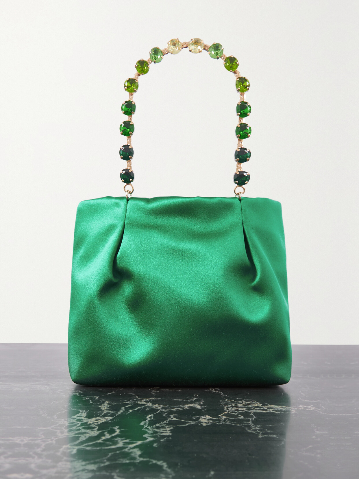 Aquazzura - Galactic Mini Crystal-embellished Satin Tote - Green