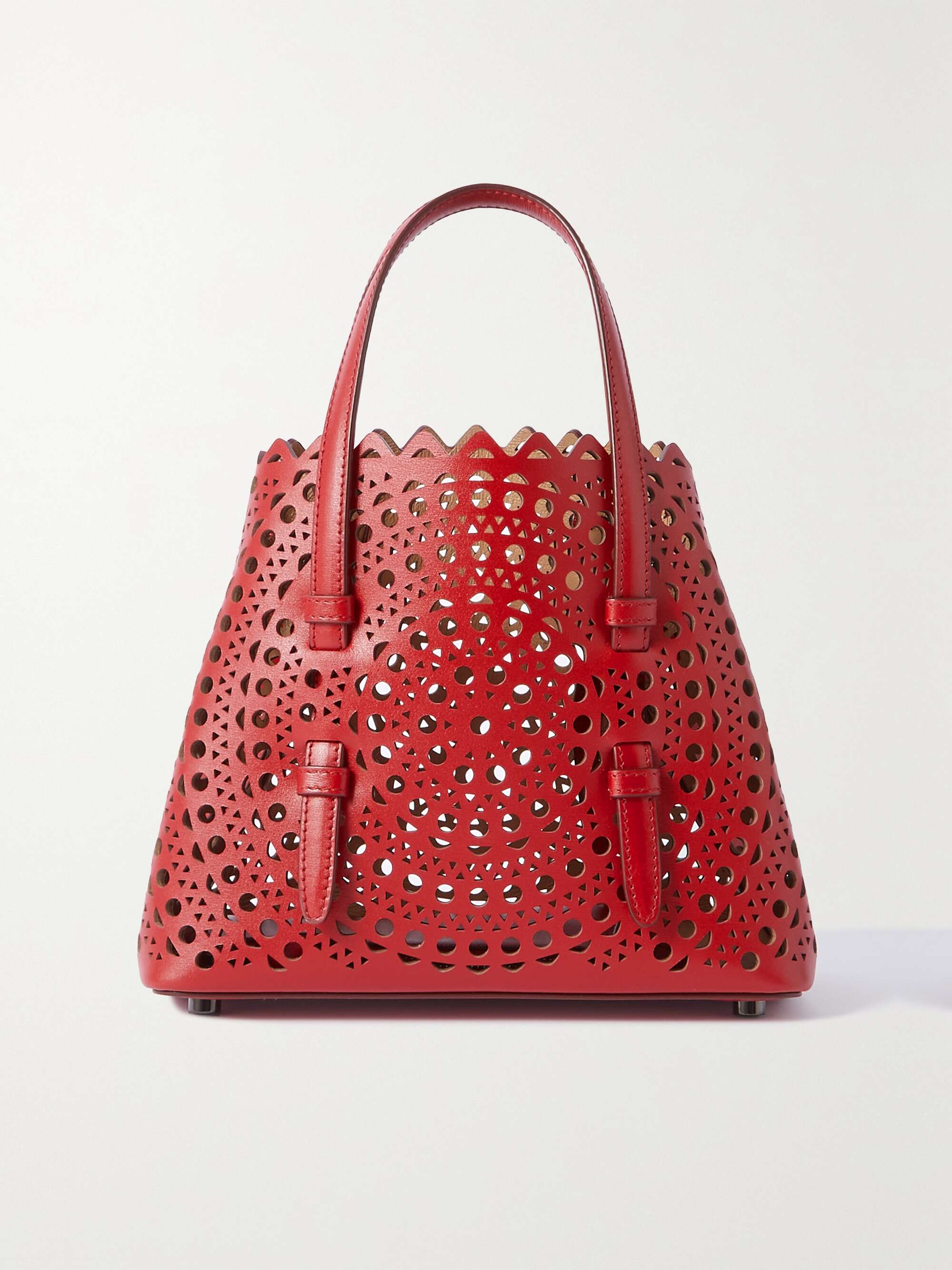 Red Mina 20 lasercut leather tote ALAÏA NETAPORTER