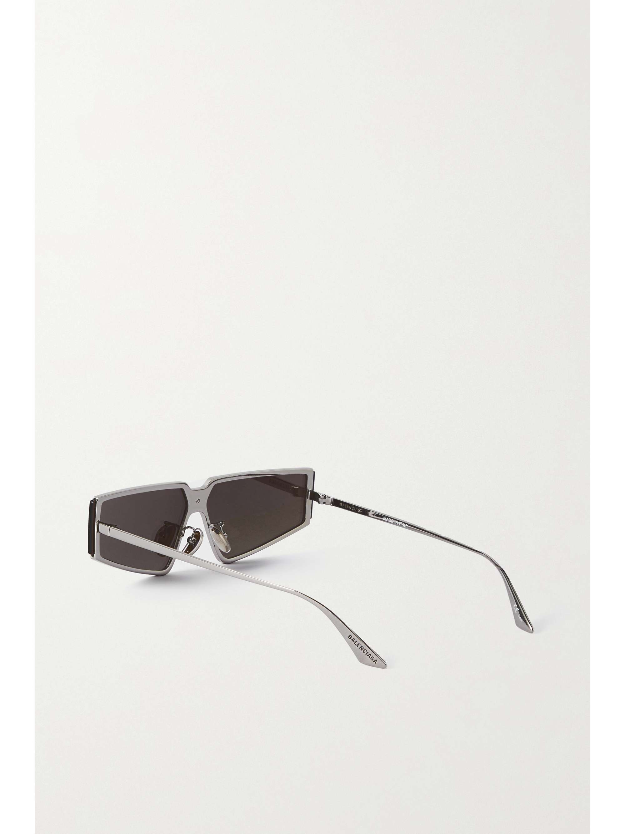 BALENCIAGA EYEWEAR BB Shield D-frame silver-tone metal sunglasses