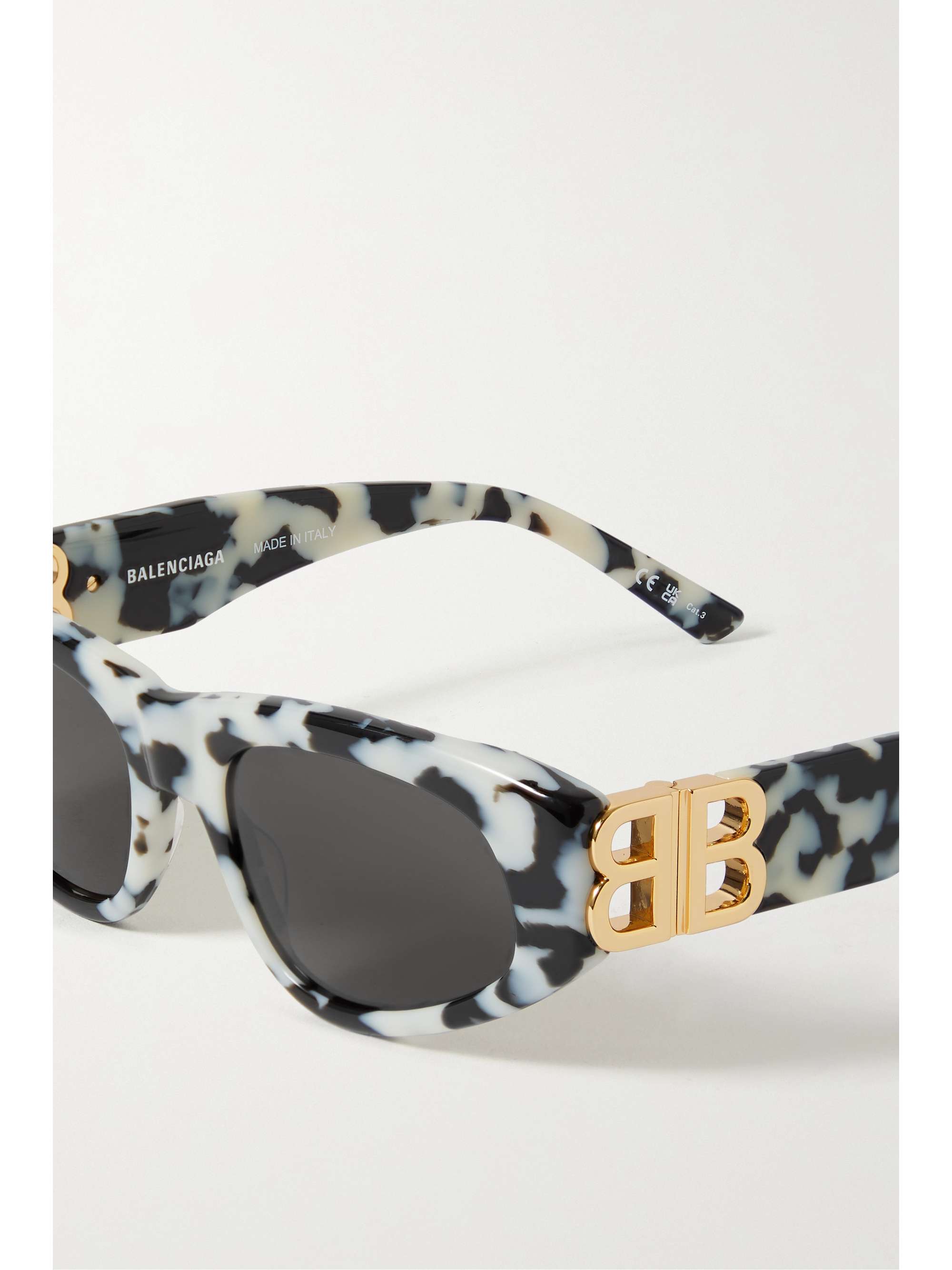 BALENCIAGA EYEWEAR Dynasty BB cat-eye tortoiseshell acetate and gold-tone sunglasses