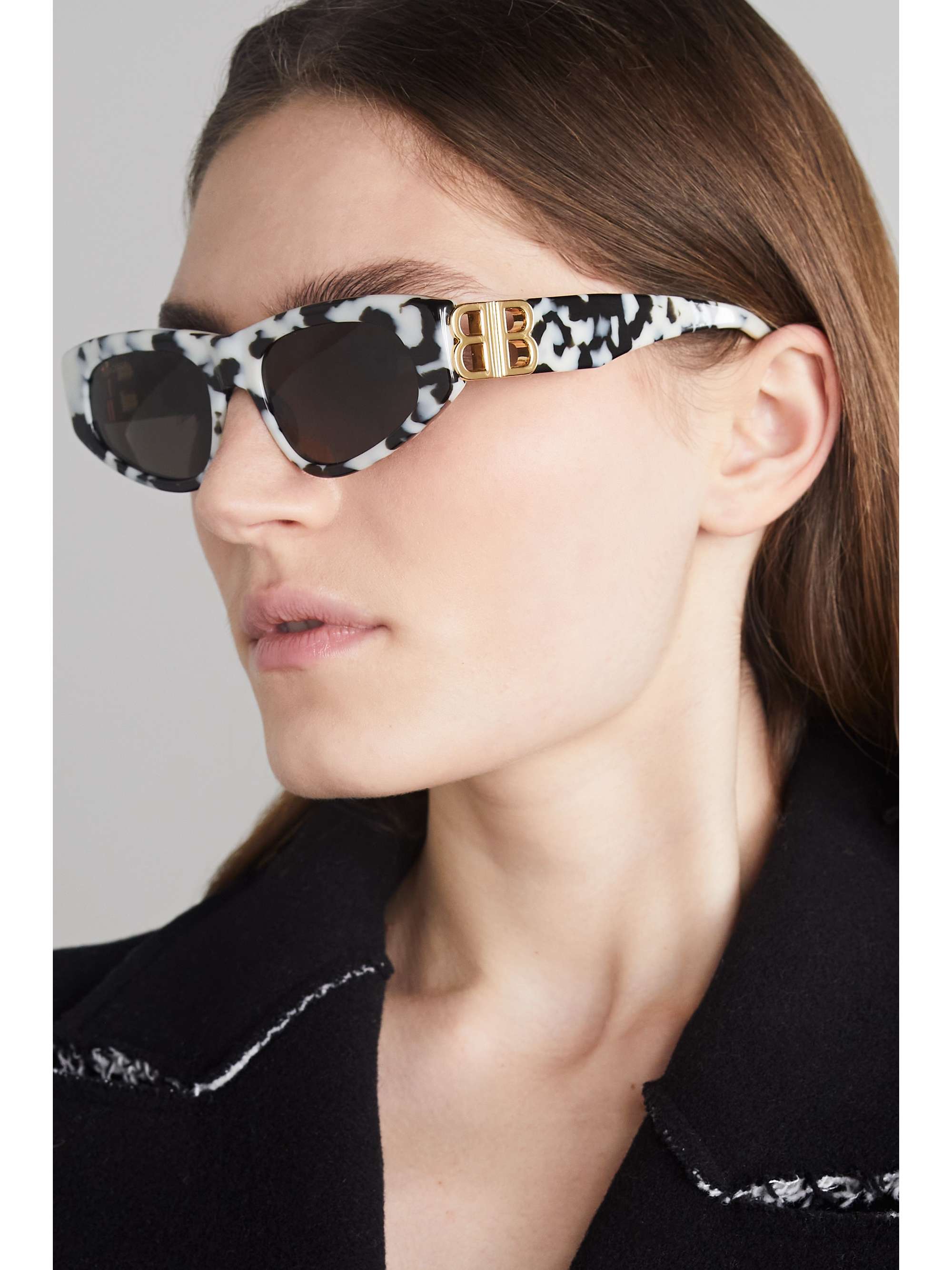 BALENCIAGA EYEWEAR Dynasty BB cat-eye tortoiseshell acetate and gold-tone sunglasses