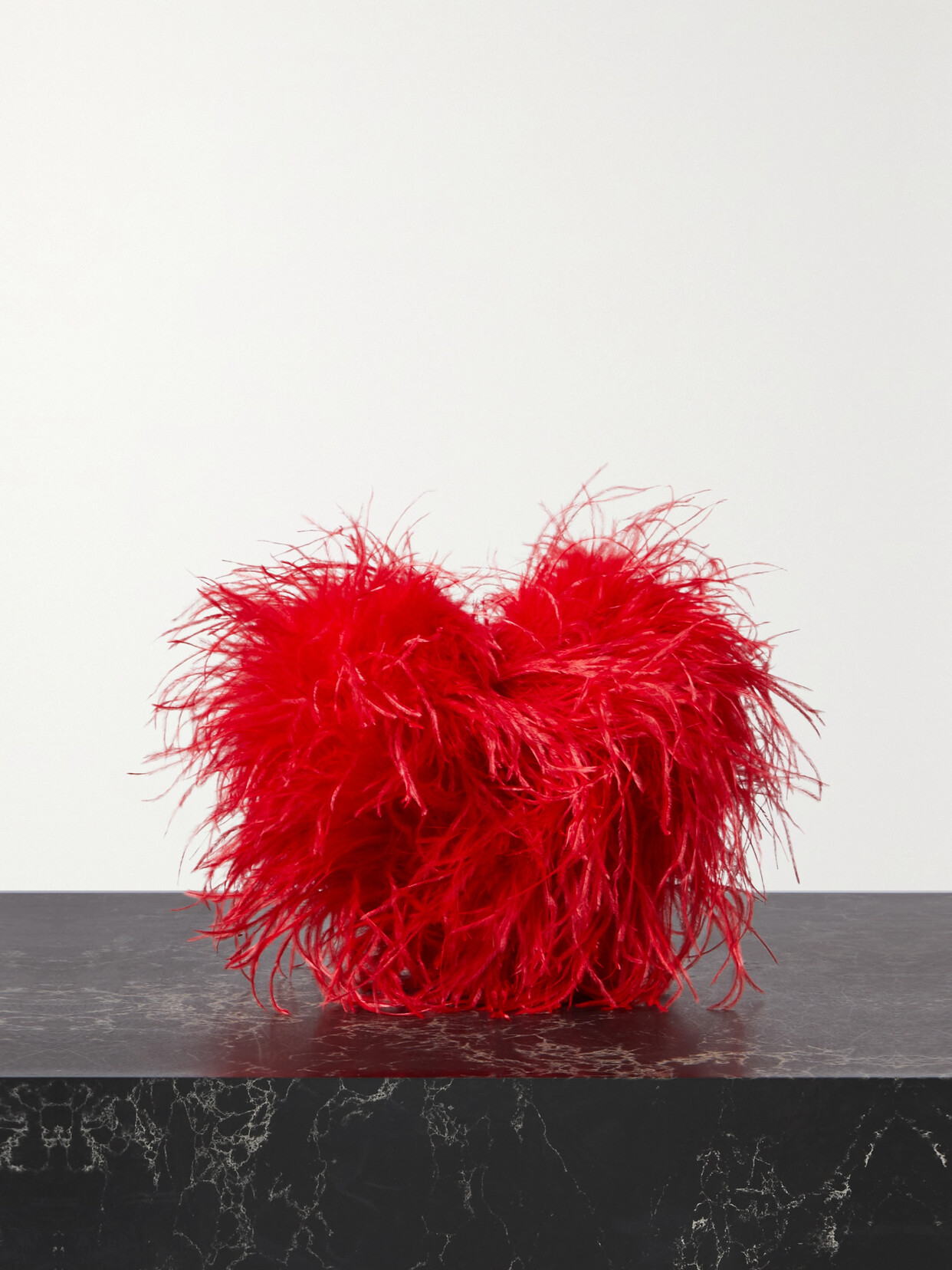 Alexander Wang - Heart Pillow Feather-trimmed Satin Clutch - Red