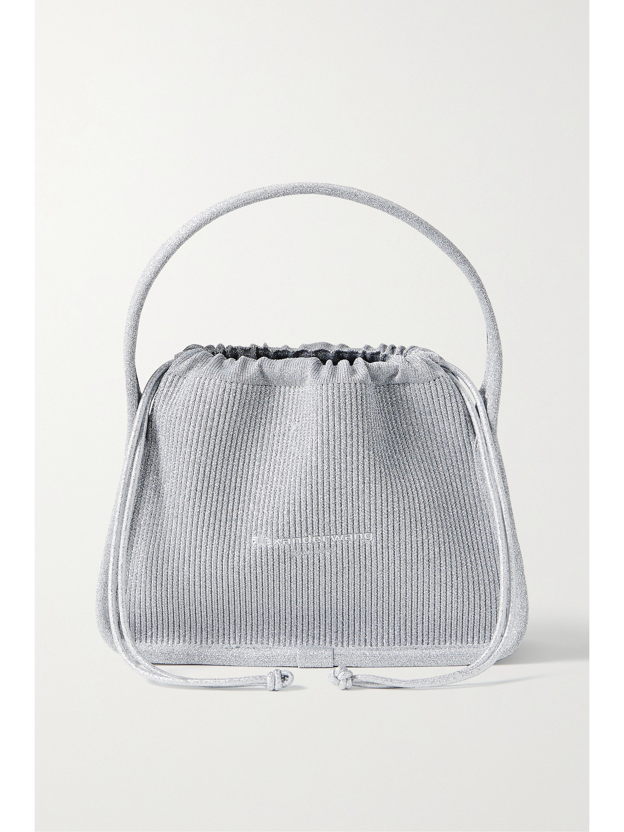 Alexander Wang - Ryan Small Metallic Ribbed-knit Tote - Silver