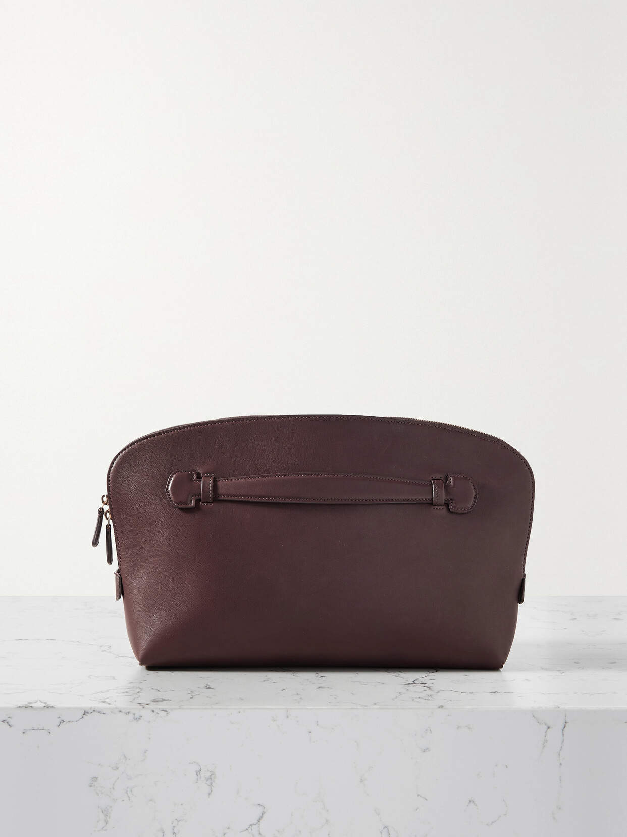 The Row Ellie Leather Clutch In Burgundy