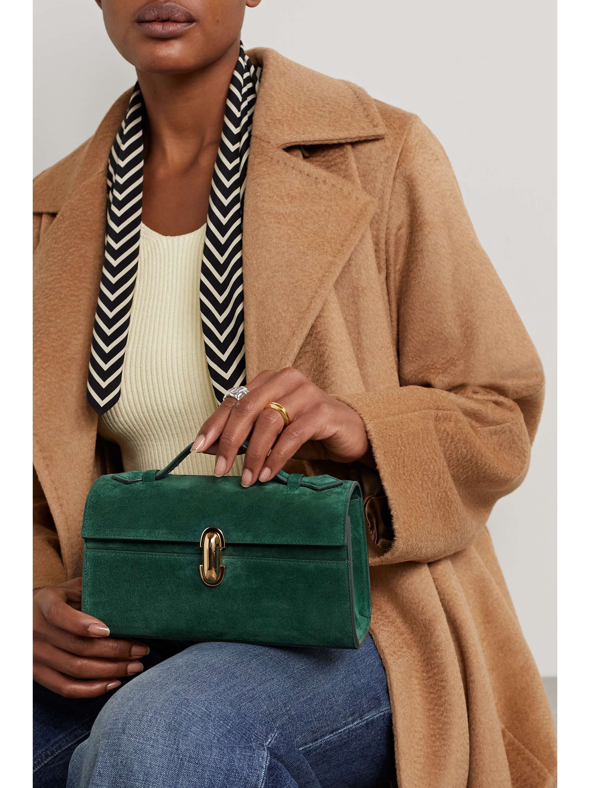 SAVETTE Symmetry Pochette suede tote