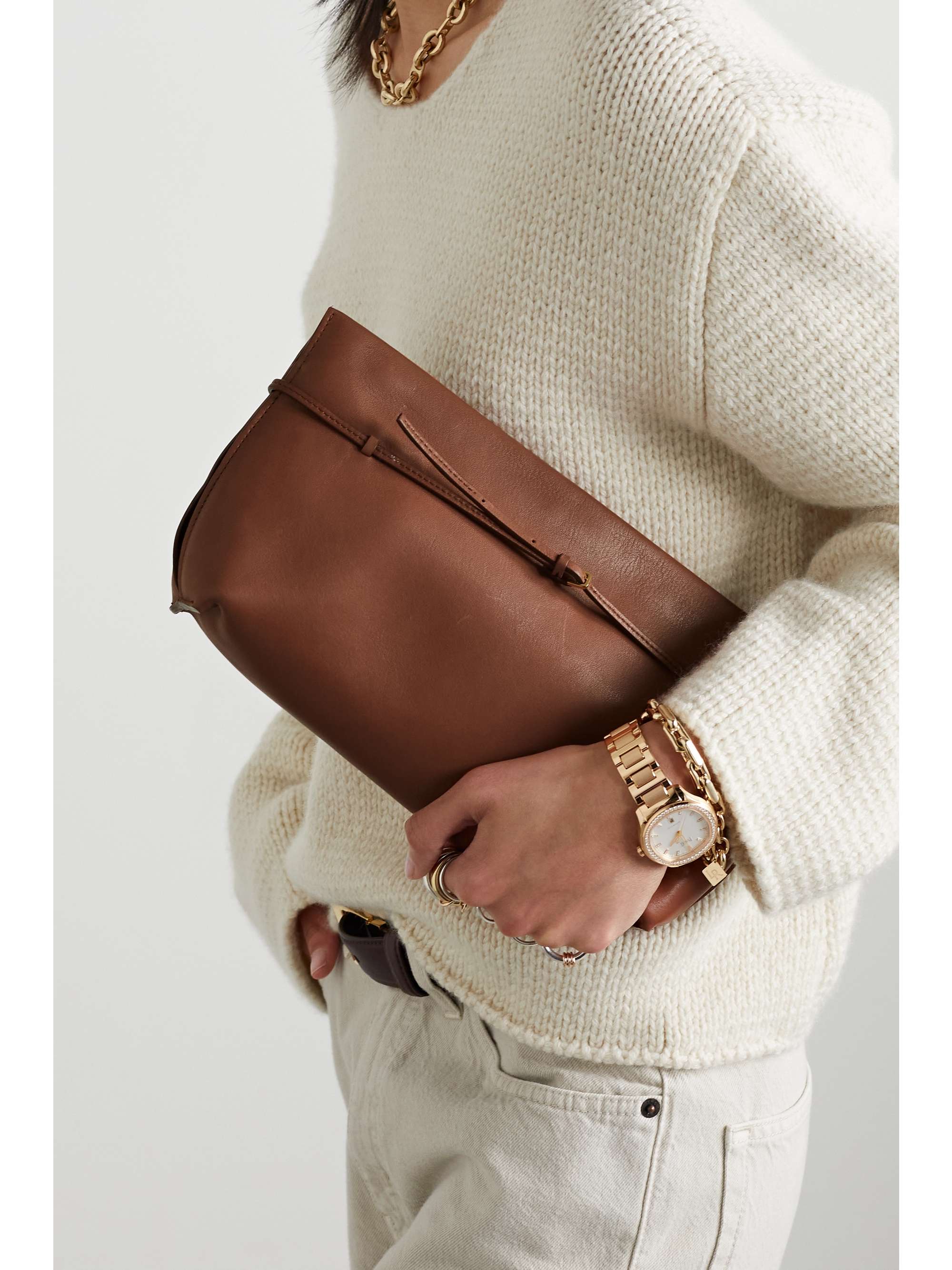 THE ROW Sienna leather clutch NETAPORTER
