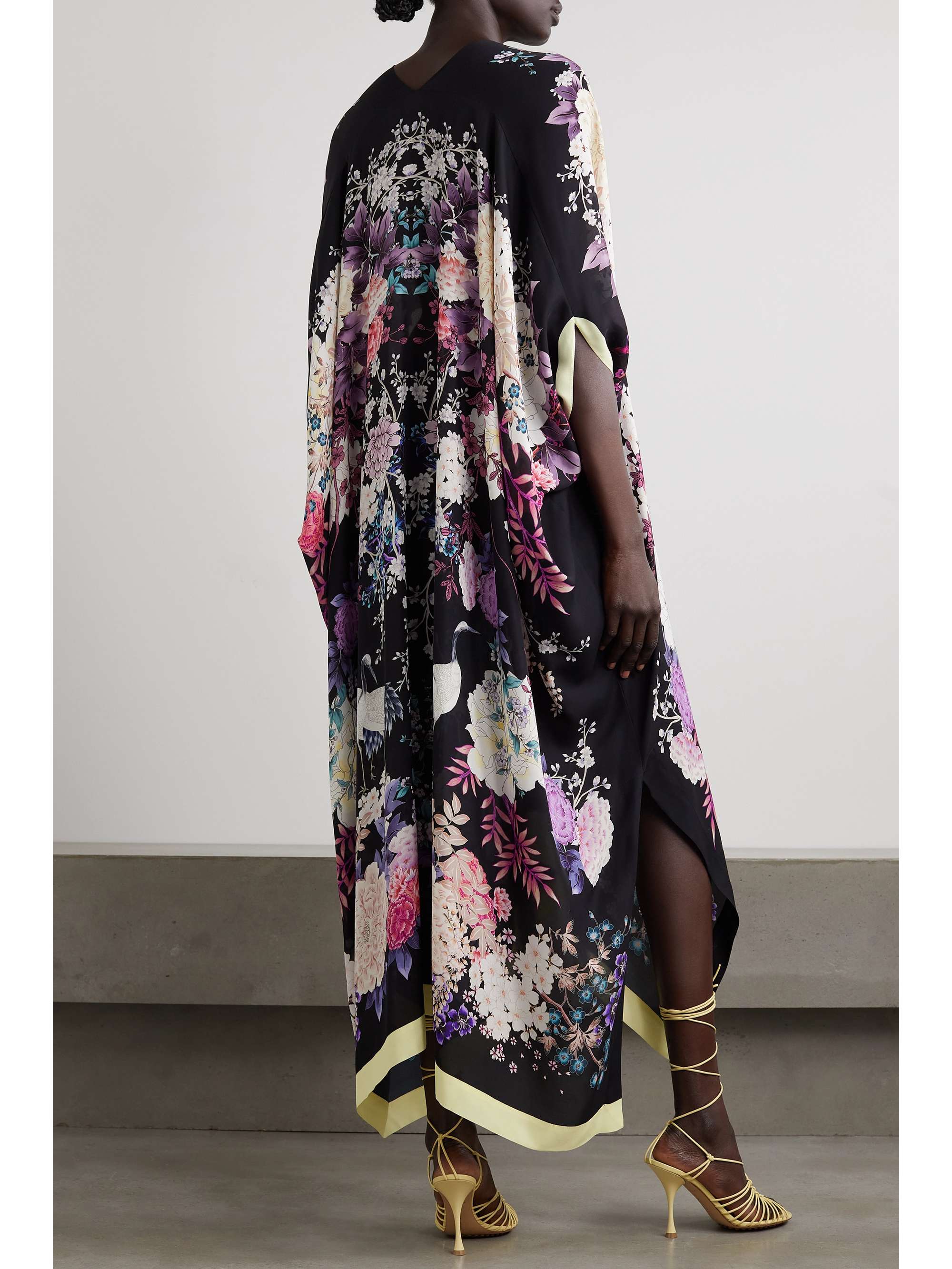MENG Floral-print silk georgette kaftan