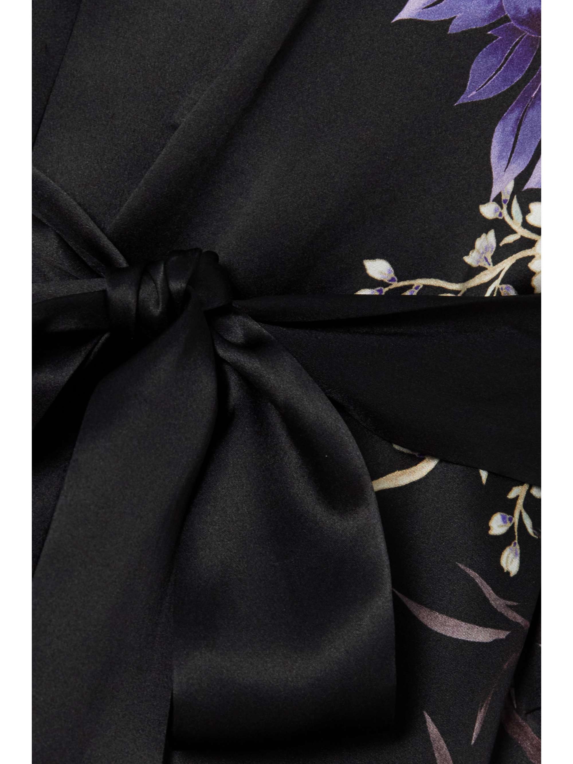 MENG Belted floral-print silk-satin robe