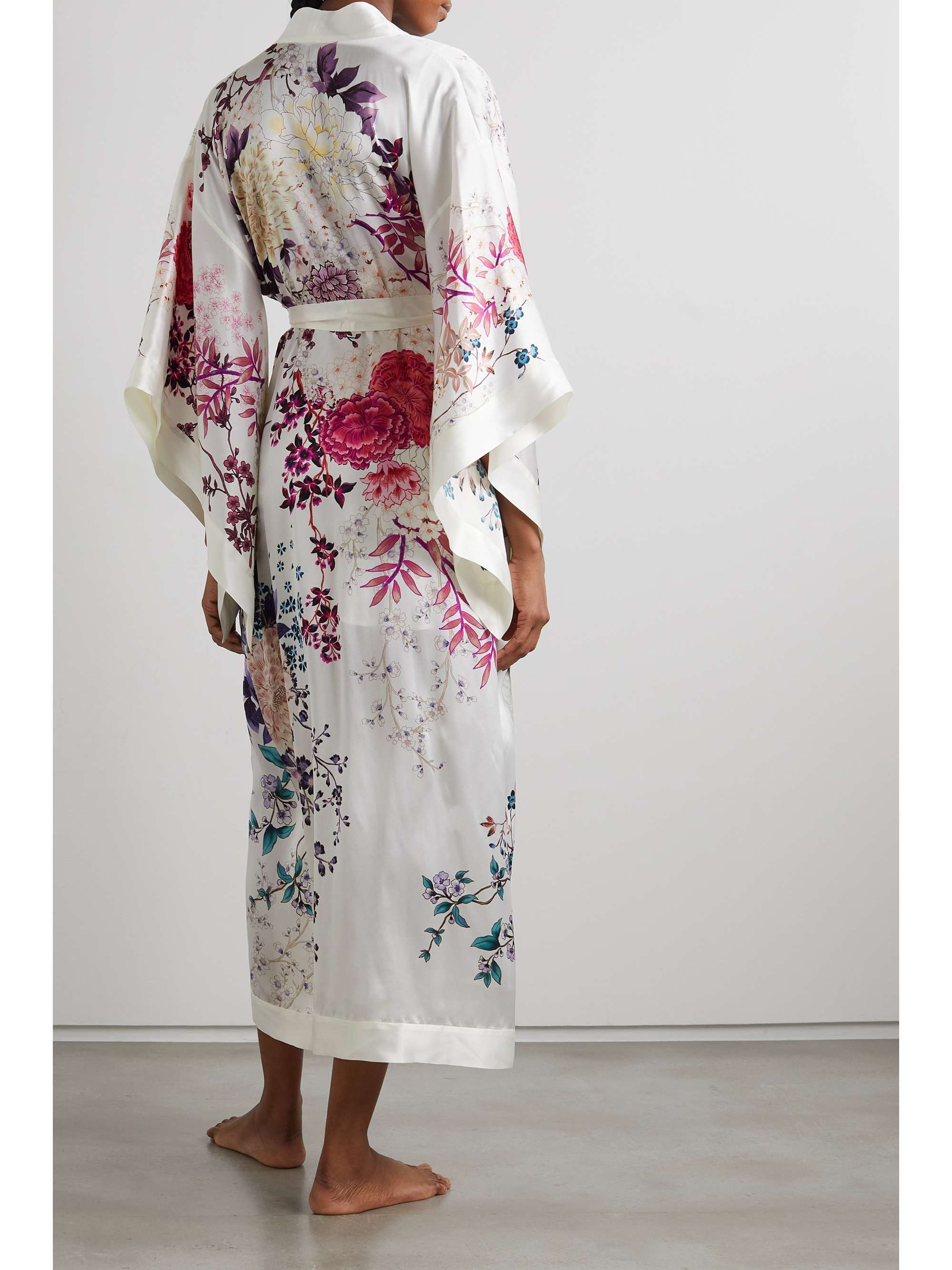 MENG Belted floral-print silk-satin robe | NET-A-PORTER