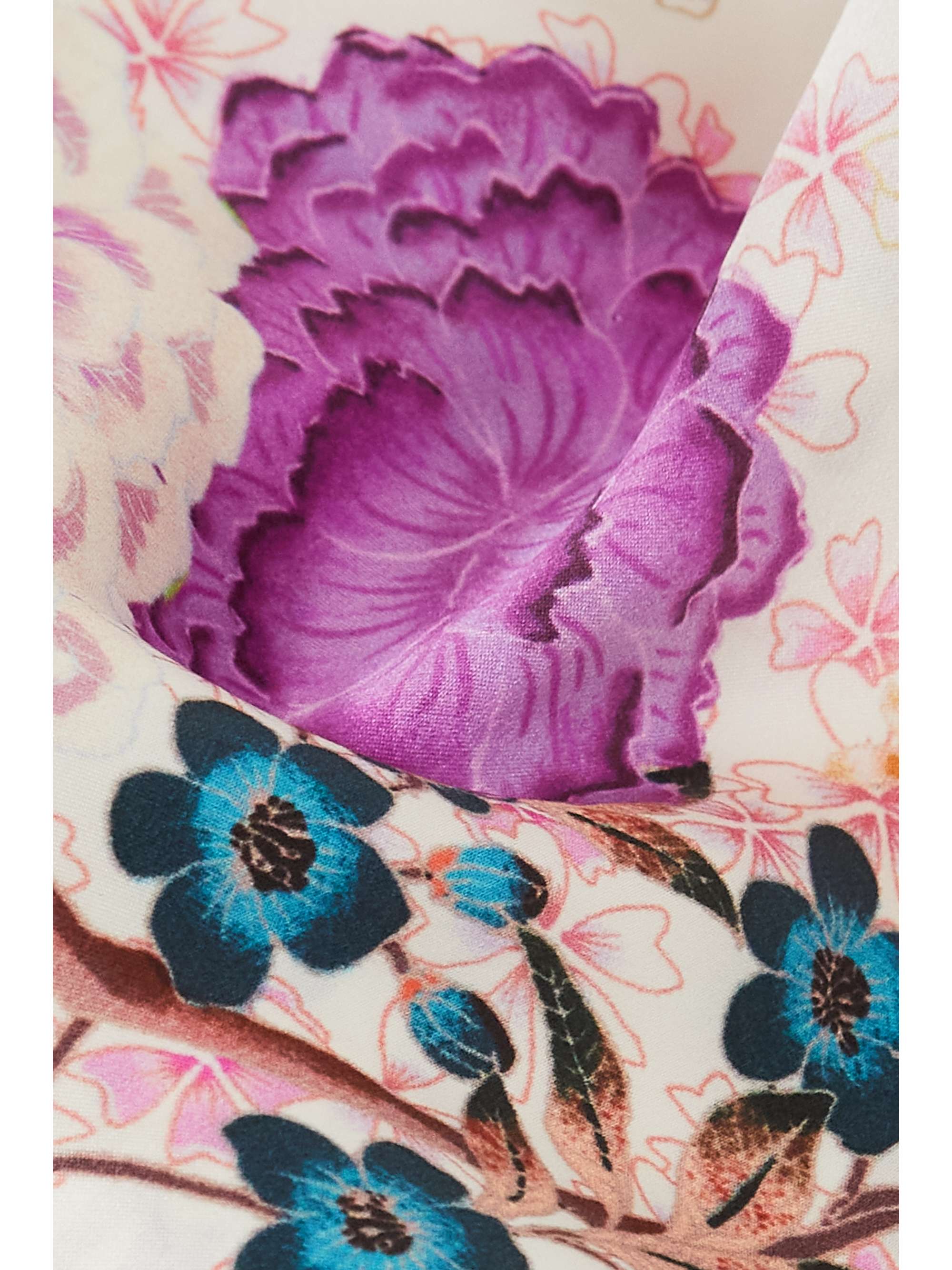 MENG Belted floral-print silk-satin robe