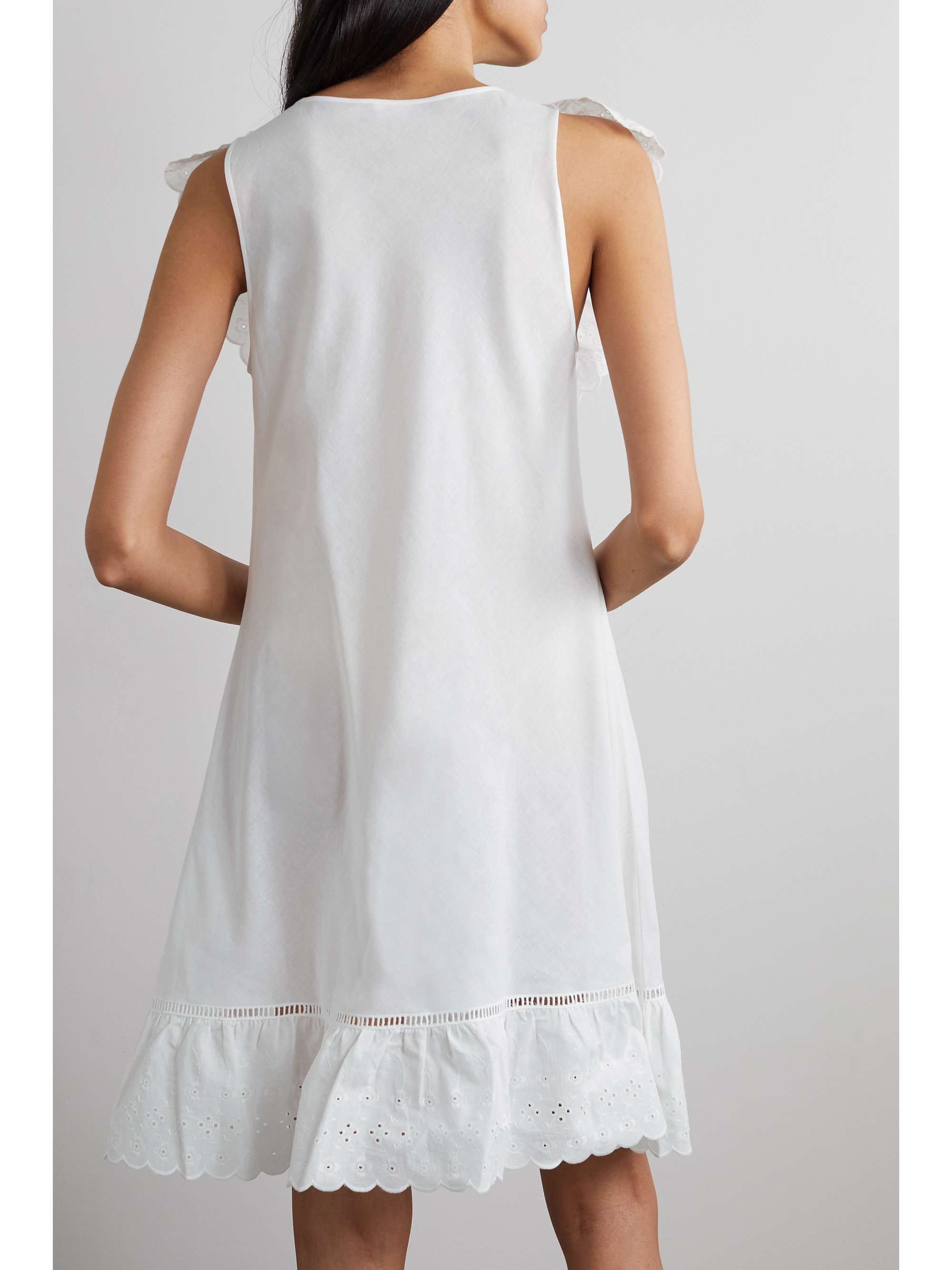 LORETTA CAPONI Desiree ruffled broderie anglaise cotton nightdress