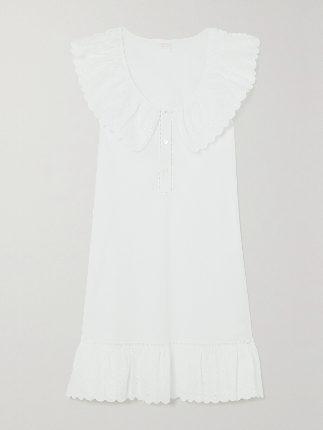 Loretta Caponi Desiree Ruffled Broderie Anglaise Cotton Nightdress - White