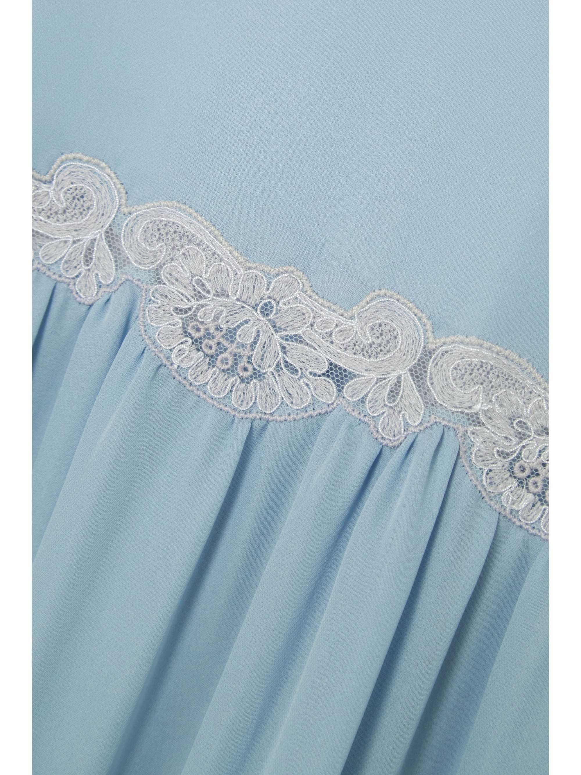LORETTA CAPONI Sabina lace-trimmed silk-georgette nightdress