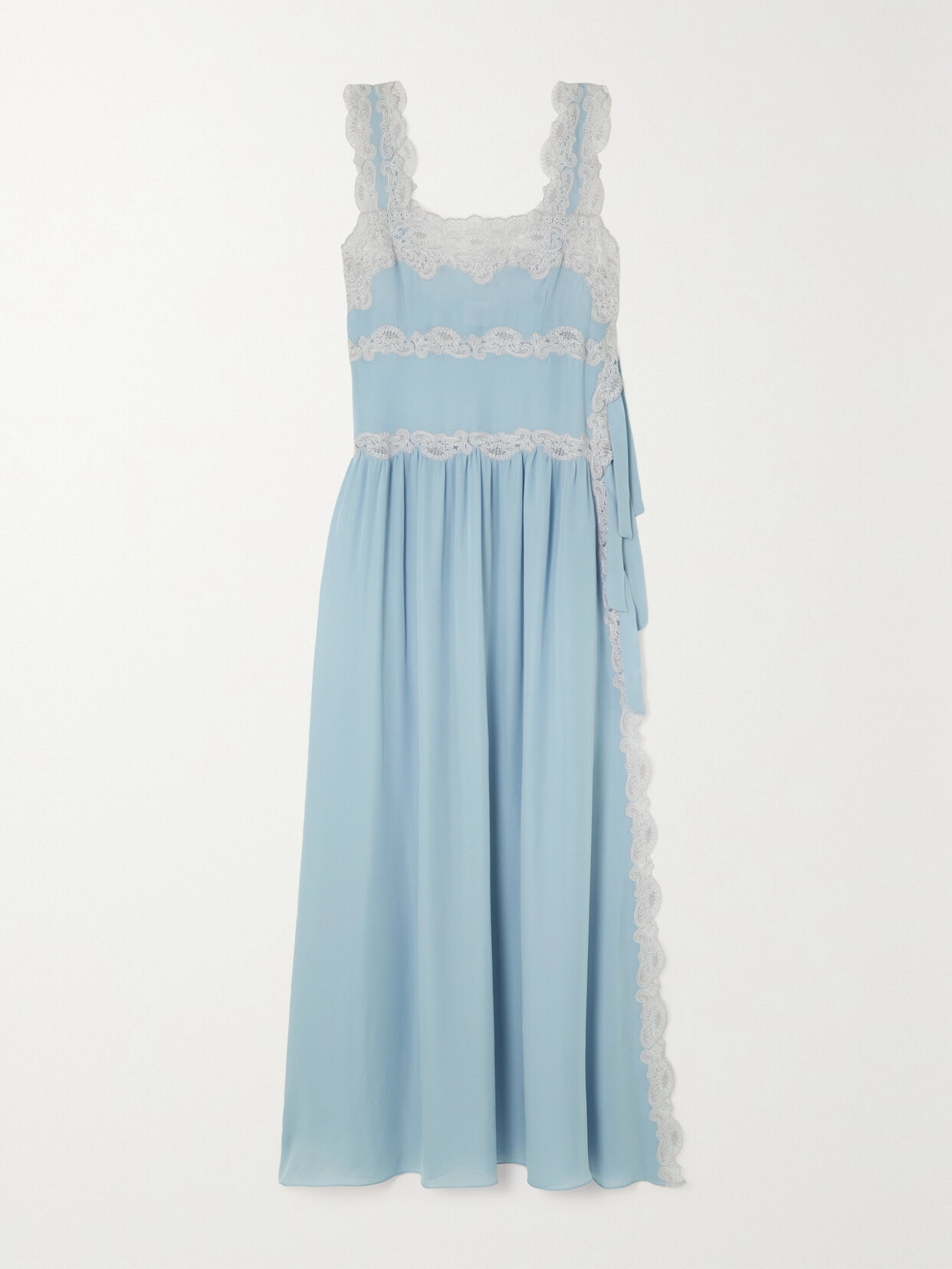 Loretta Caponi Sabina Lace-trimmed Silk-georgette Nightdress