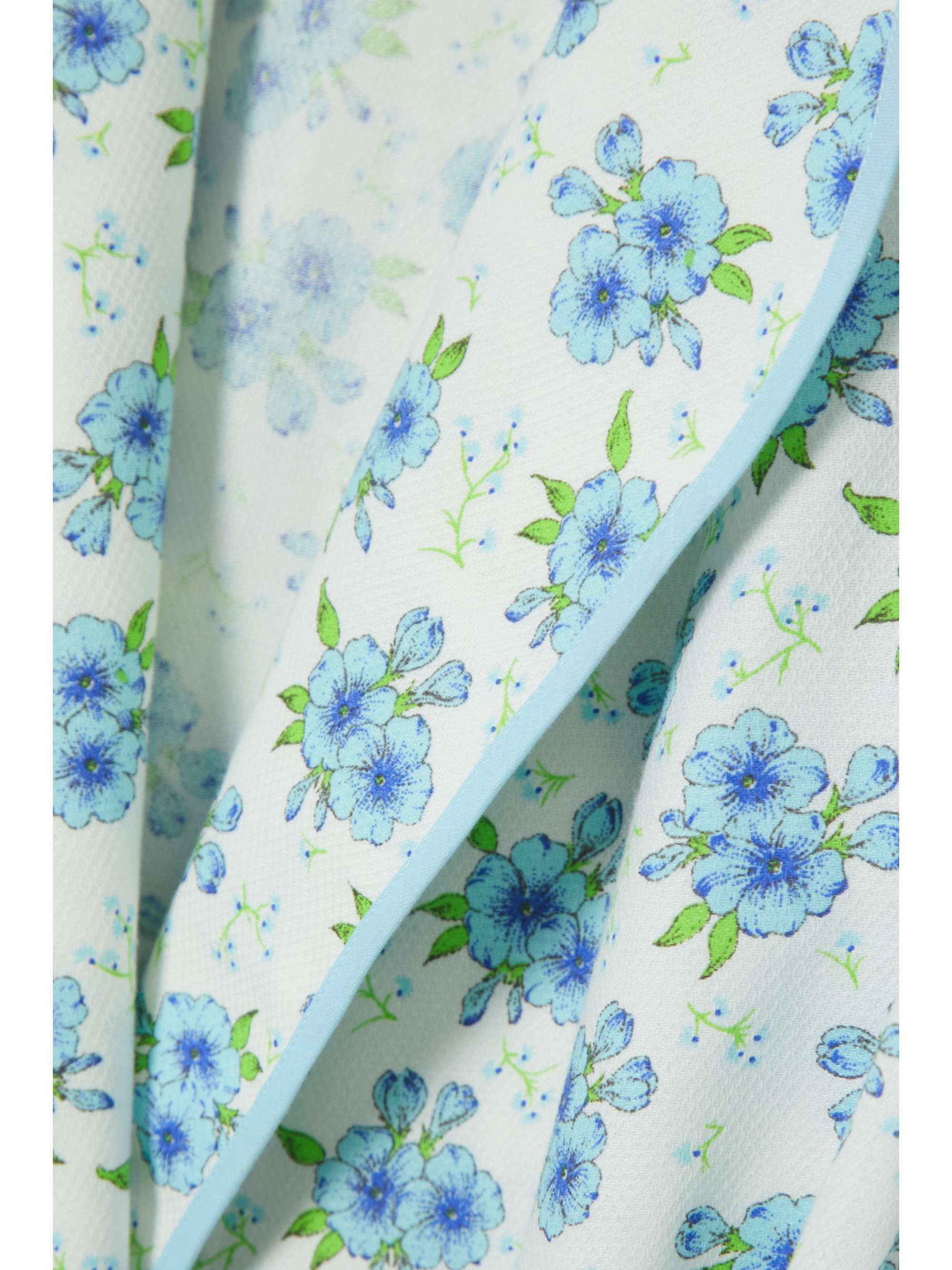 LORETTA CAPONI Piped floral-print waffle-knit cotton robe