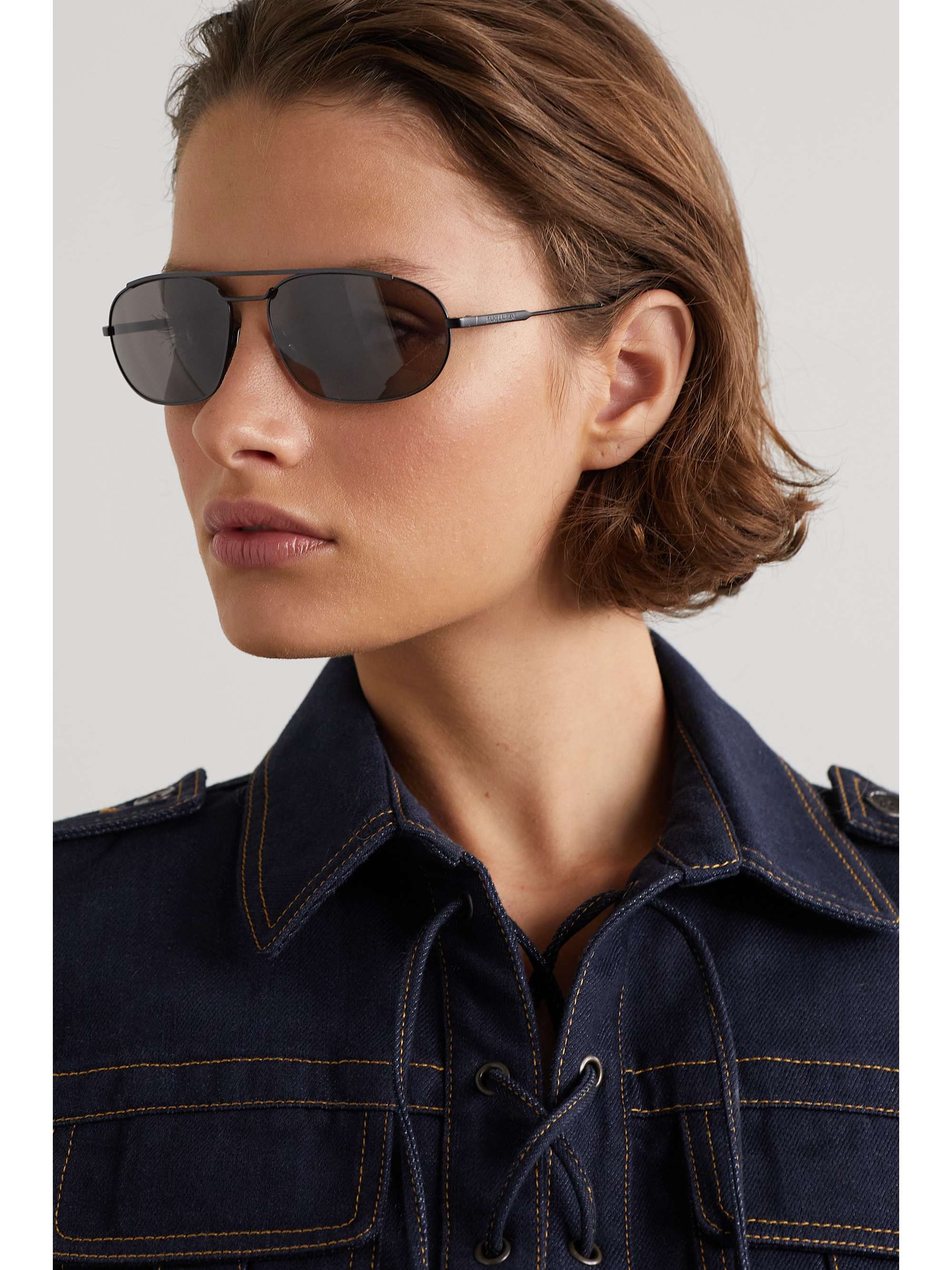 SAINT LAURENT EYEWEAR Round-frame metal sunglasses