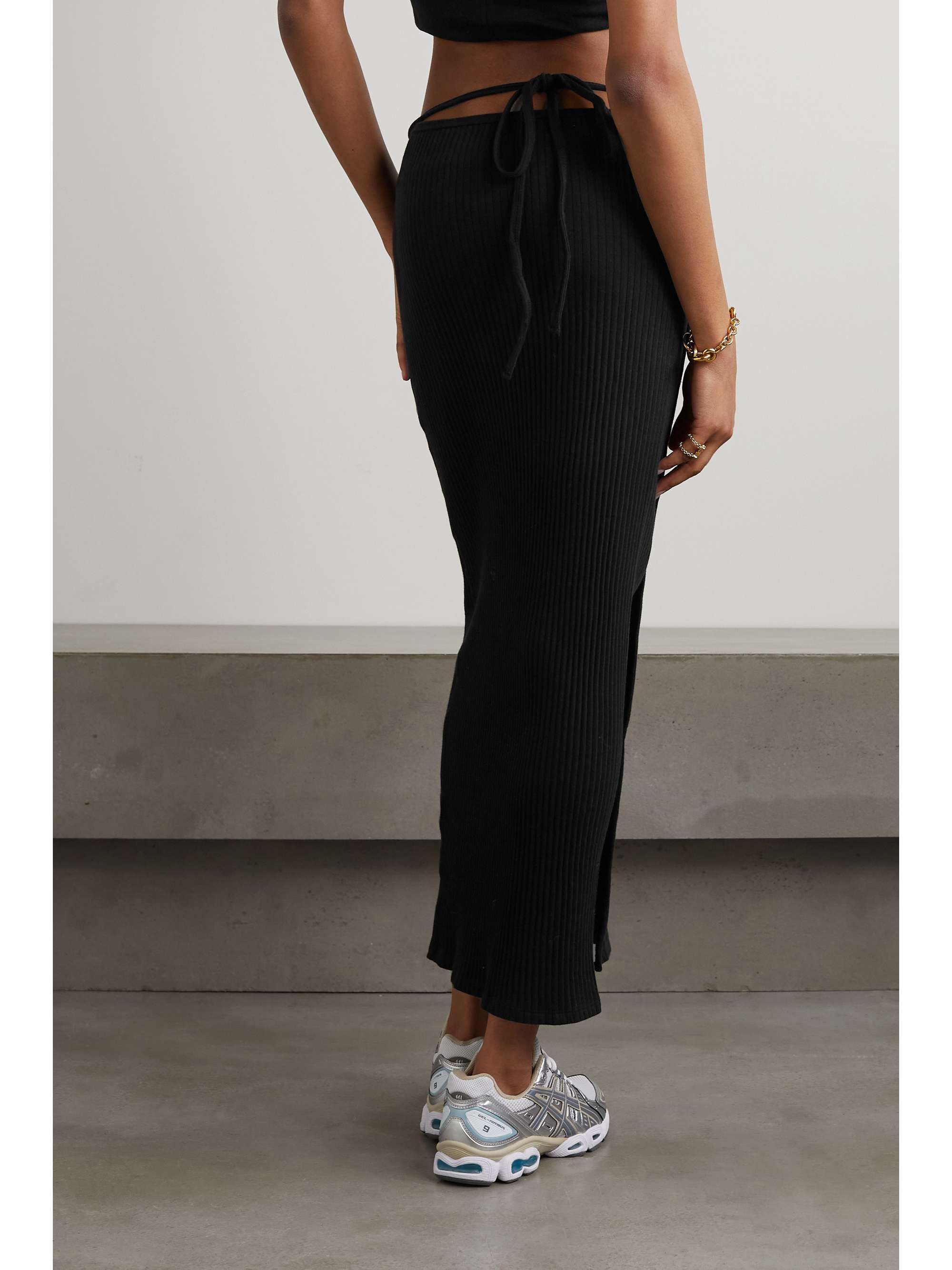 BASERANGE + NET SUSTAIN Brig ribbed cotton and hemp-blend wrap maxi skirt