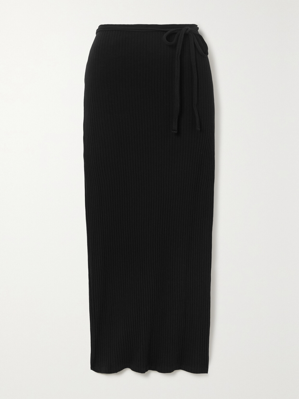 Baserange - + Net Sustain Brig Ribbed Cotton And Hemp-blend Wrap Maxi Skirt - Black