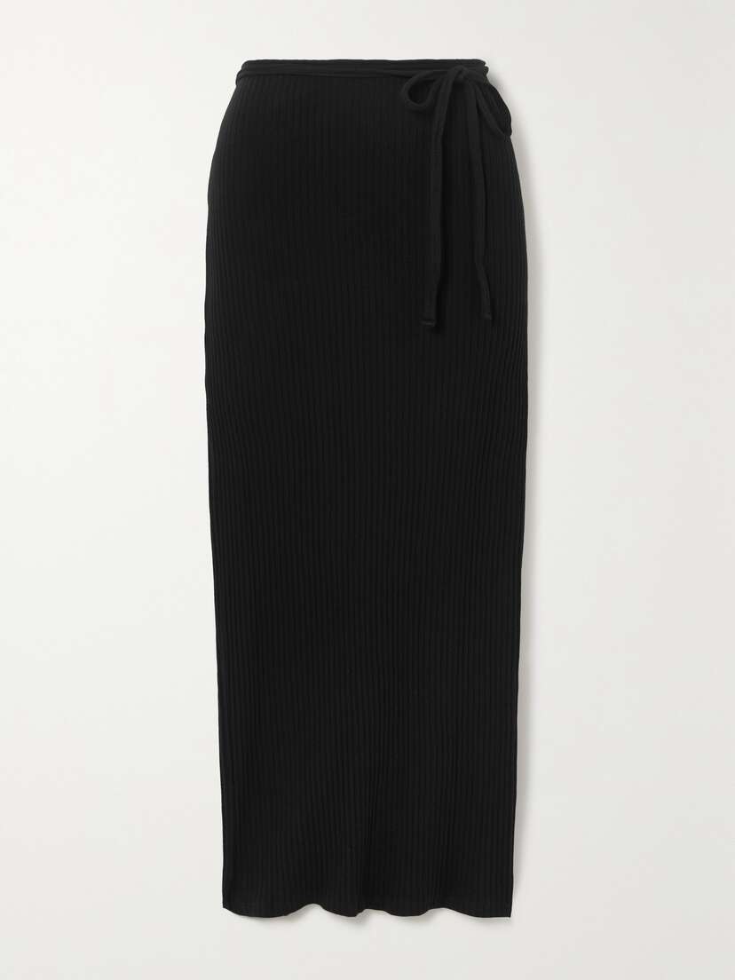 Baserange + Net Sustain Brig Ribbed Cotton And Hemp-blend Wrap Maxi Skirt