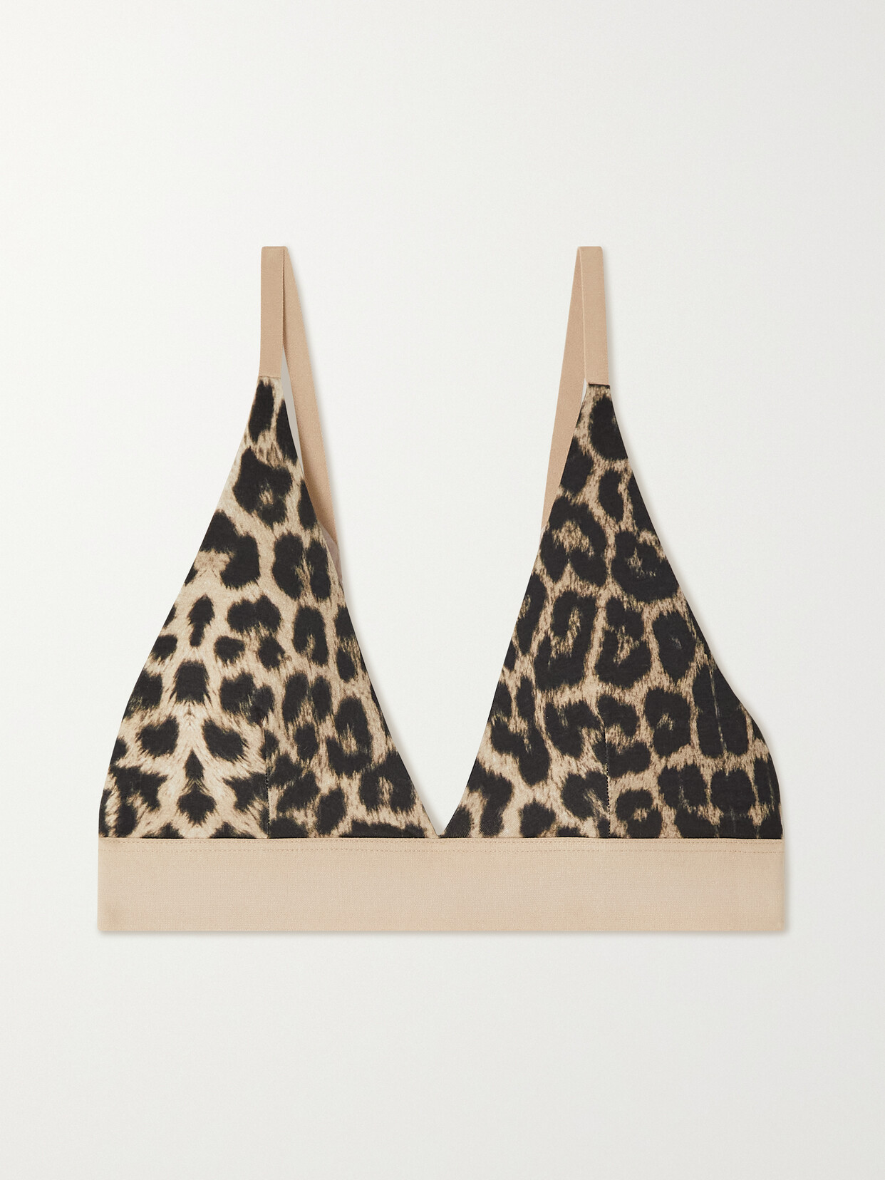 Baserange - Leopard-print Stretch-bamboo Lyocell Soft-cup Triangle Bra - Brown