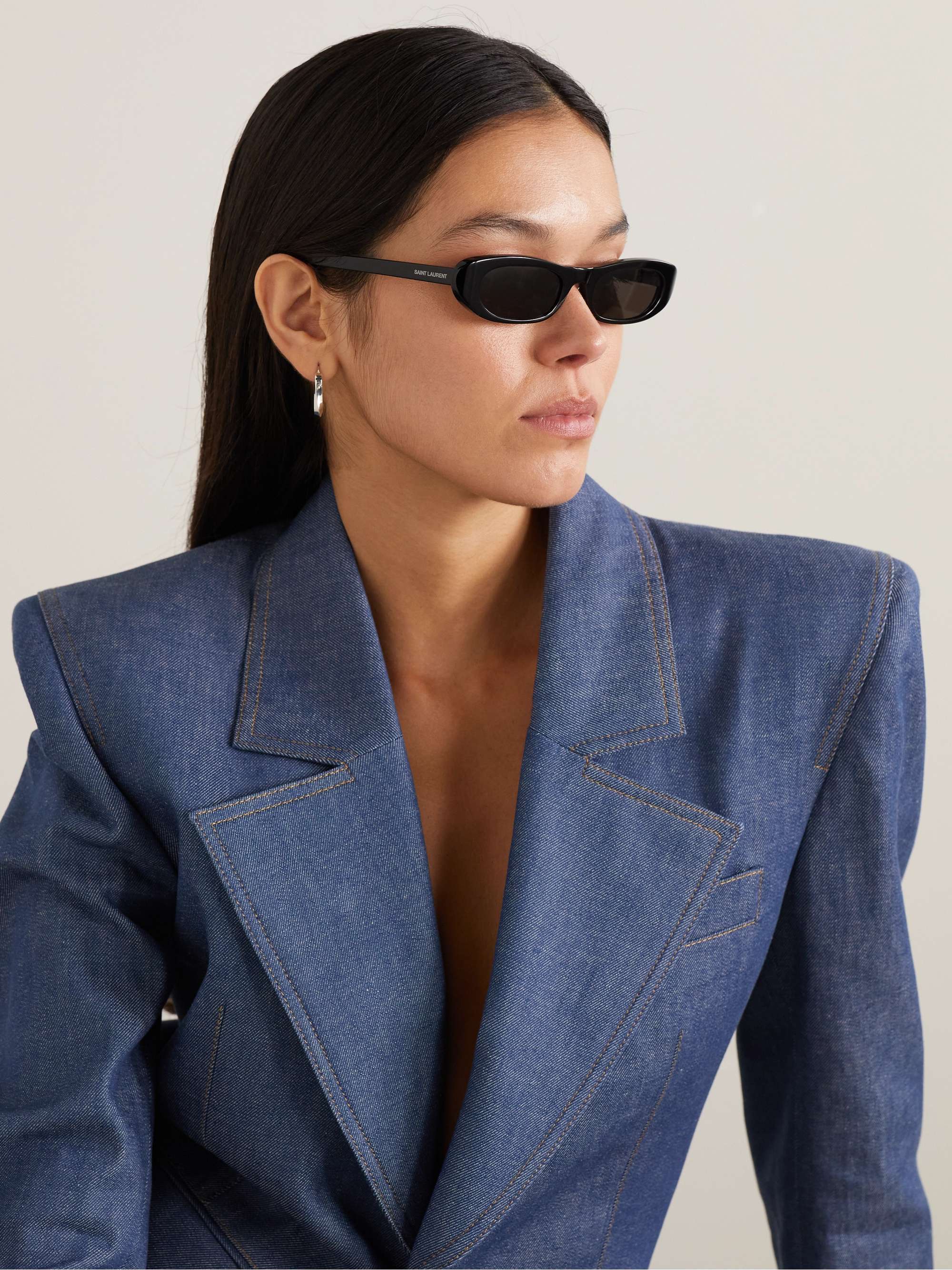 SAINT LAURENT EYEWEAR Shade oval-frame acetate sunglasses