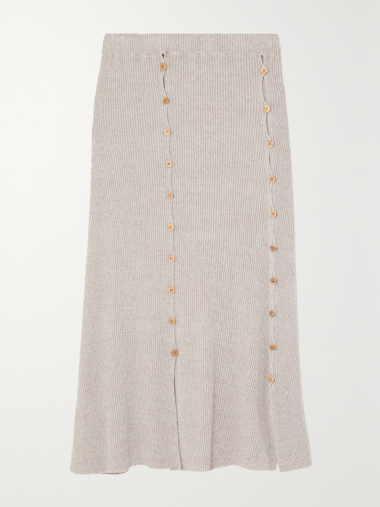 Baserange + Net Sustain Loulou Ribbed Linen-blend Jersey Skirt In Marron Melange