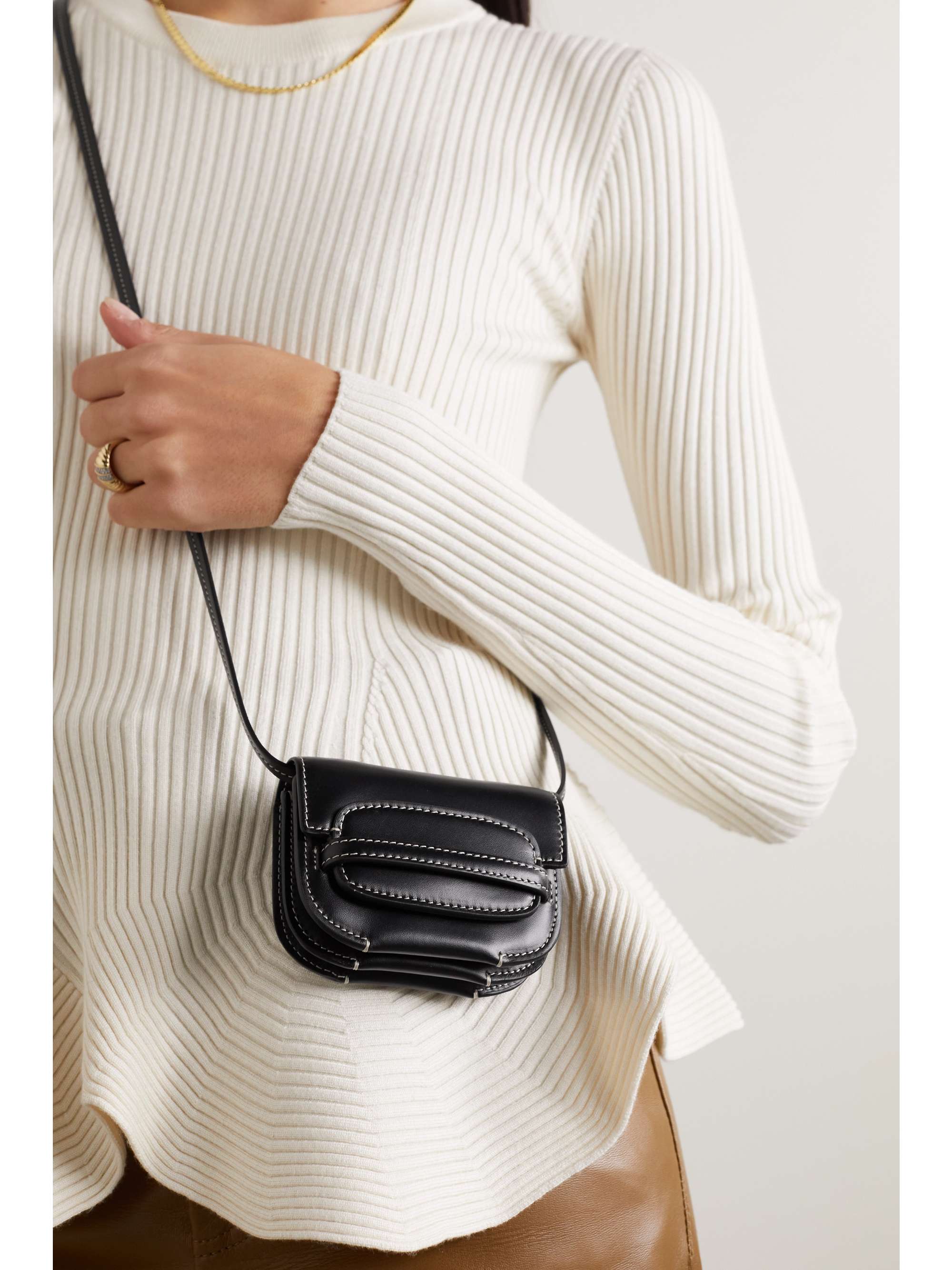 SAVETTE Sport mini topstitched leather shoulder bag