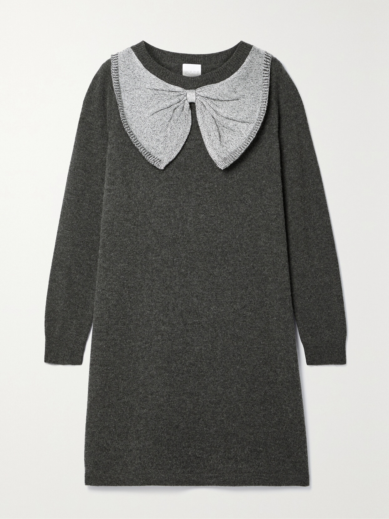 Madeleine Thompson - Hawthorn Metallic Bow-embellished Wool And Cashmere-blend Mini Dress - Gray