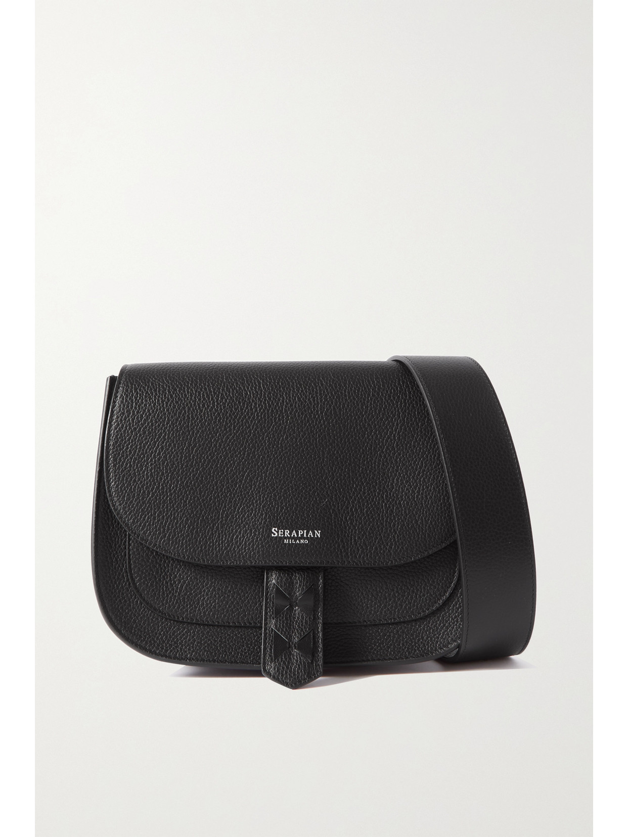 Serapian - Luna Textured-leather Shoulder Bag - Black