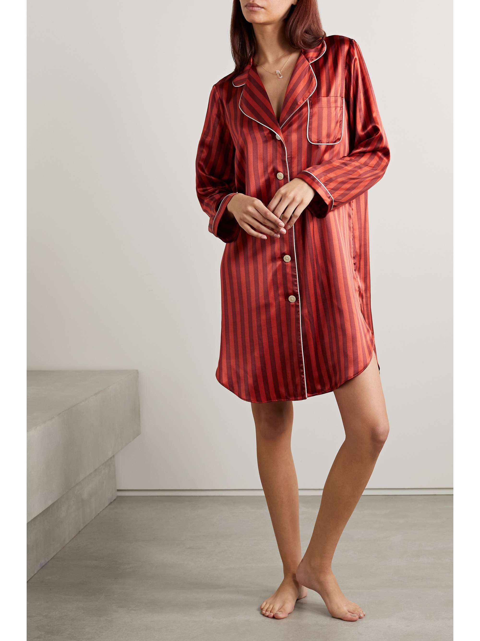 MORGAN LANE Jillian striped satin nightdress