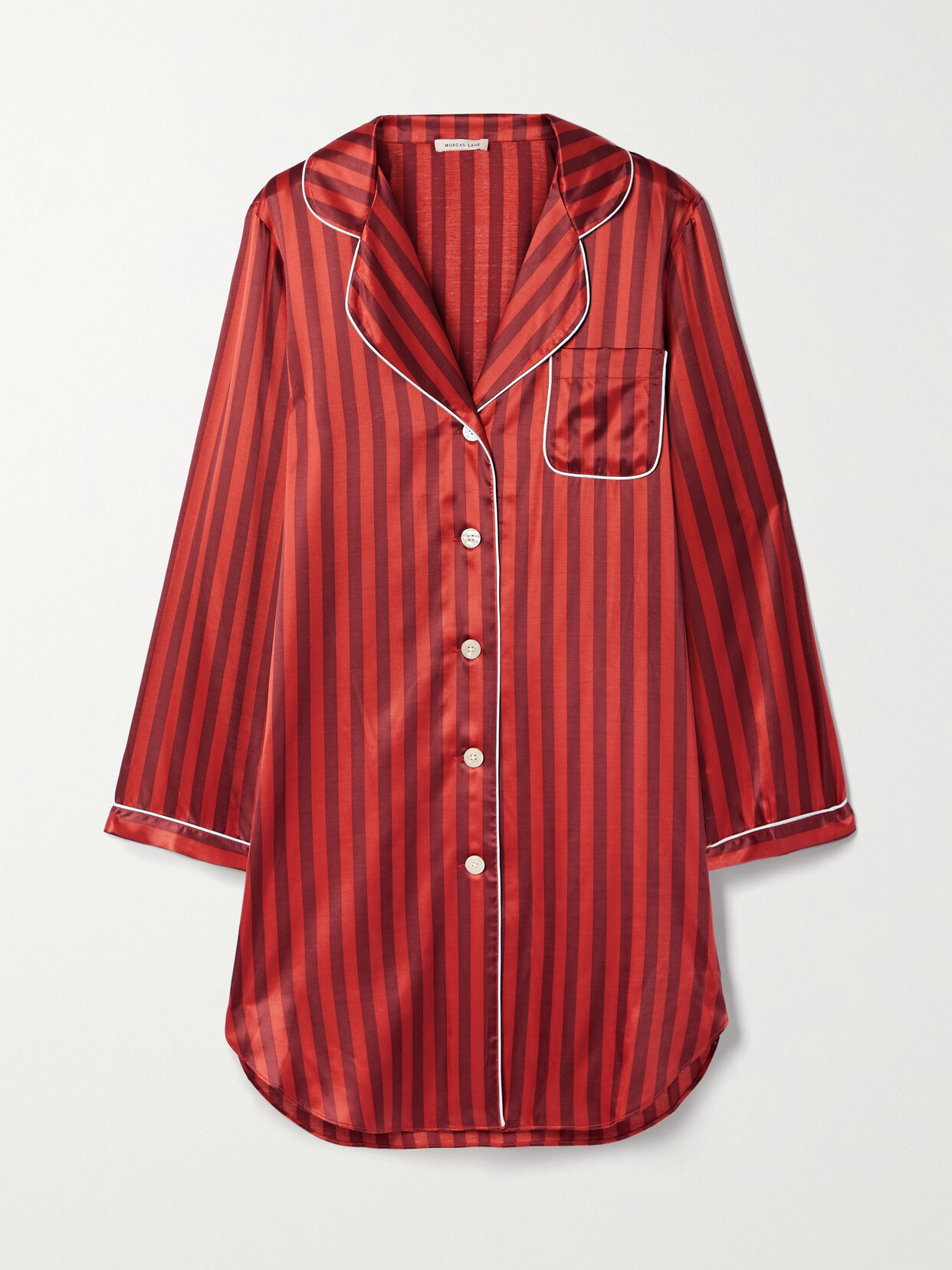MORGAN LANE Jillian Striped Satin Nightdress - Red