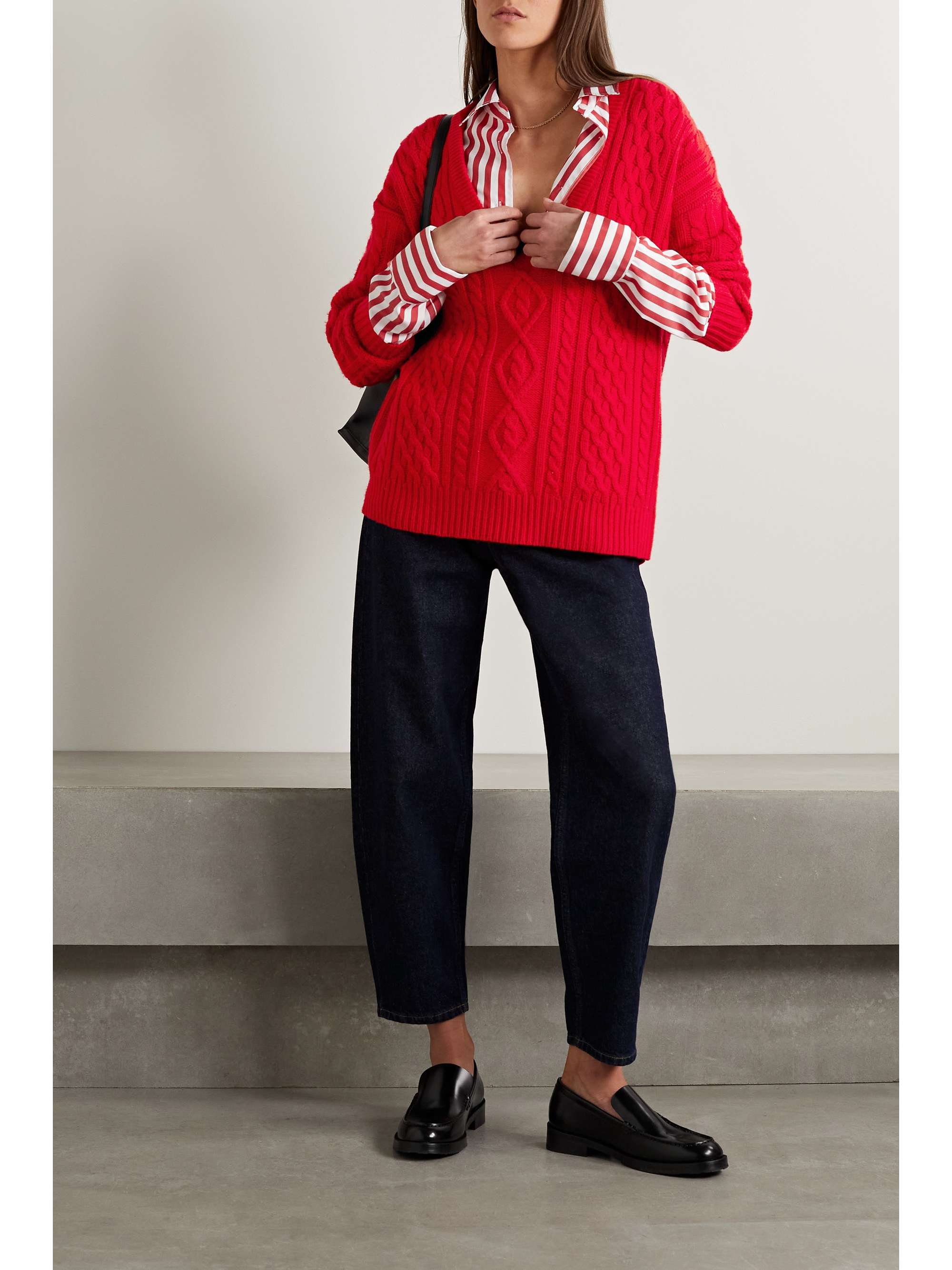 MADELEINE THOMPSON Mulberry cable-knit wool and cashmere-blend sweater |  NET-A-PORTER