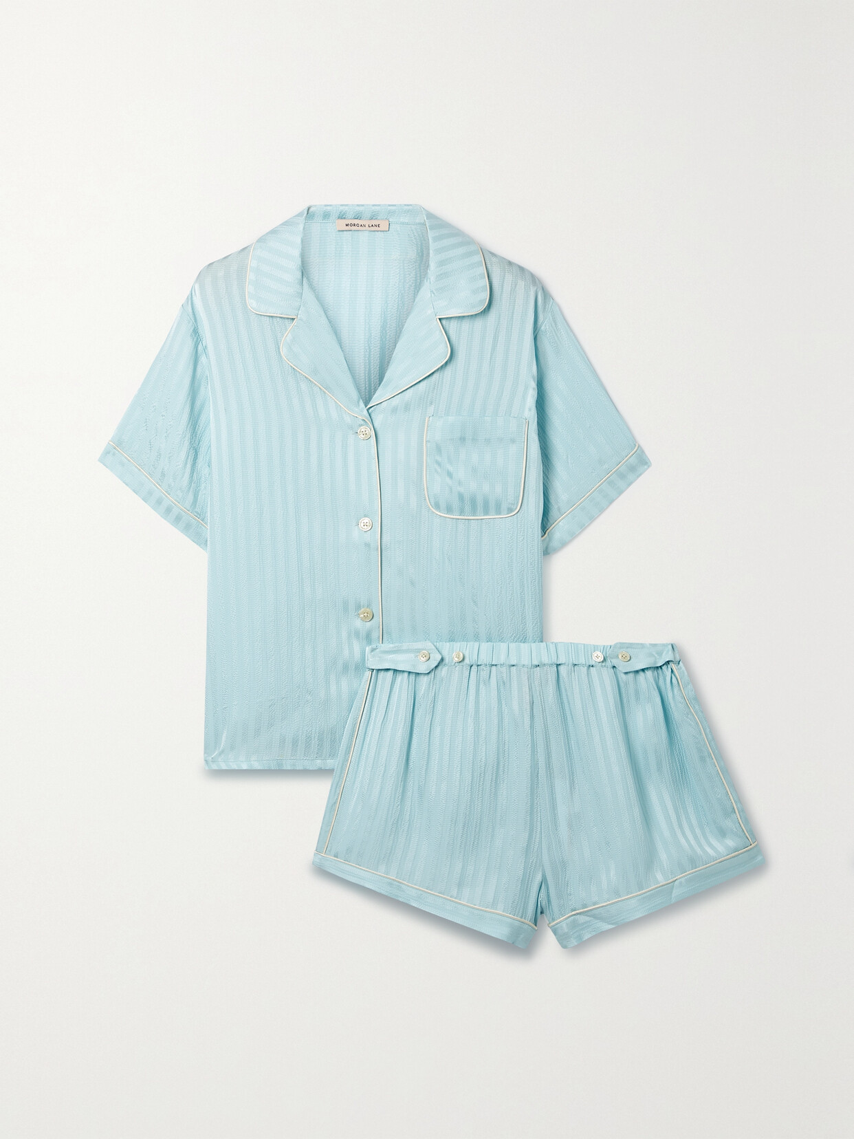 Morgan Lane - Katelyn Fiona Striped Silk-seersucker Pajama Set - Blue