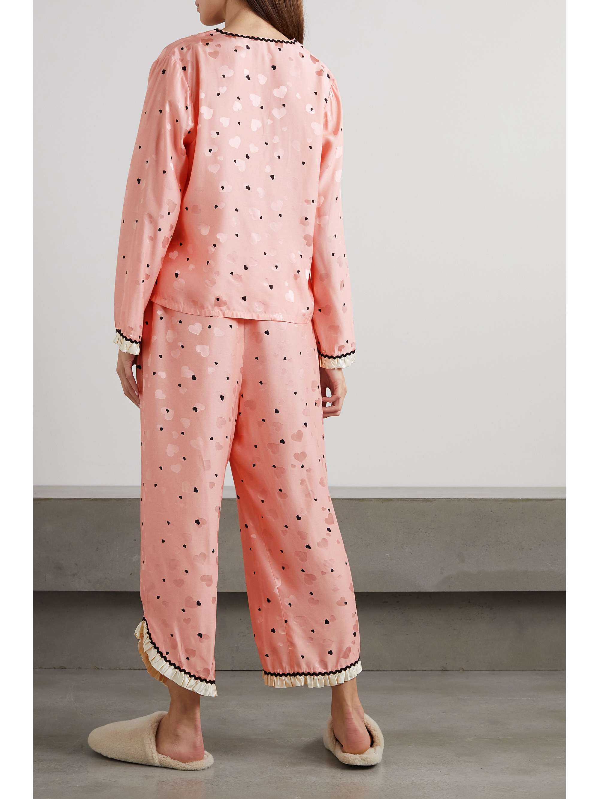 MORGAN LANE Mimi Margo ric rac-trimmed printed charmeuse pajama set