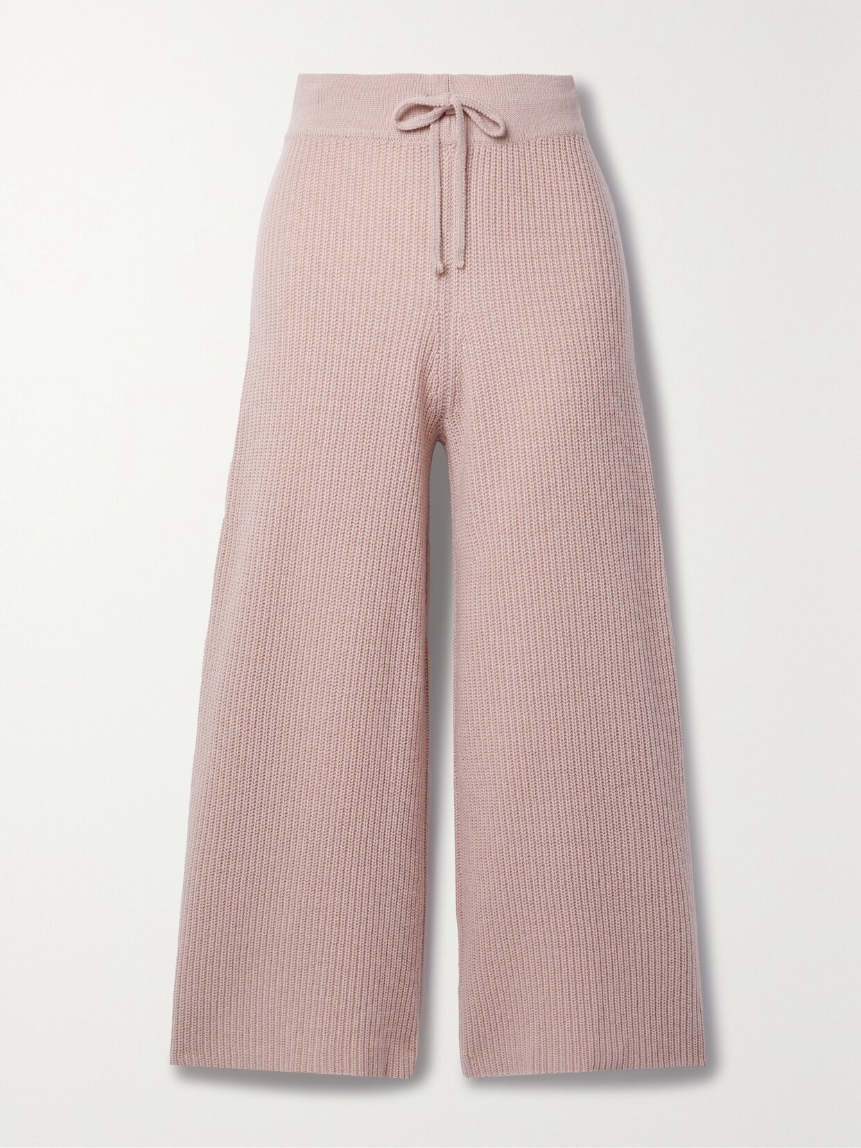 Madeleine Thompson Elm Ribbed Wool And Cashmere-blend Wide-leg Pants - Pink