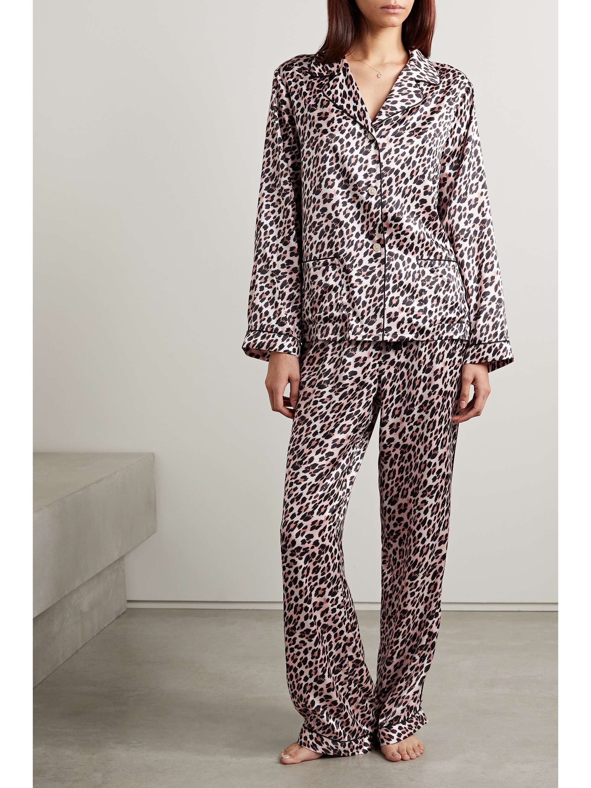 MORGAN LANE Jane Parker leopard-print satin pajama set