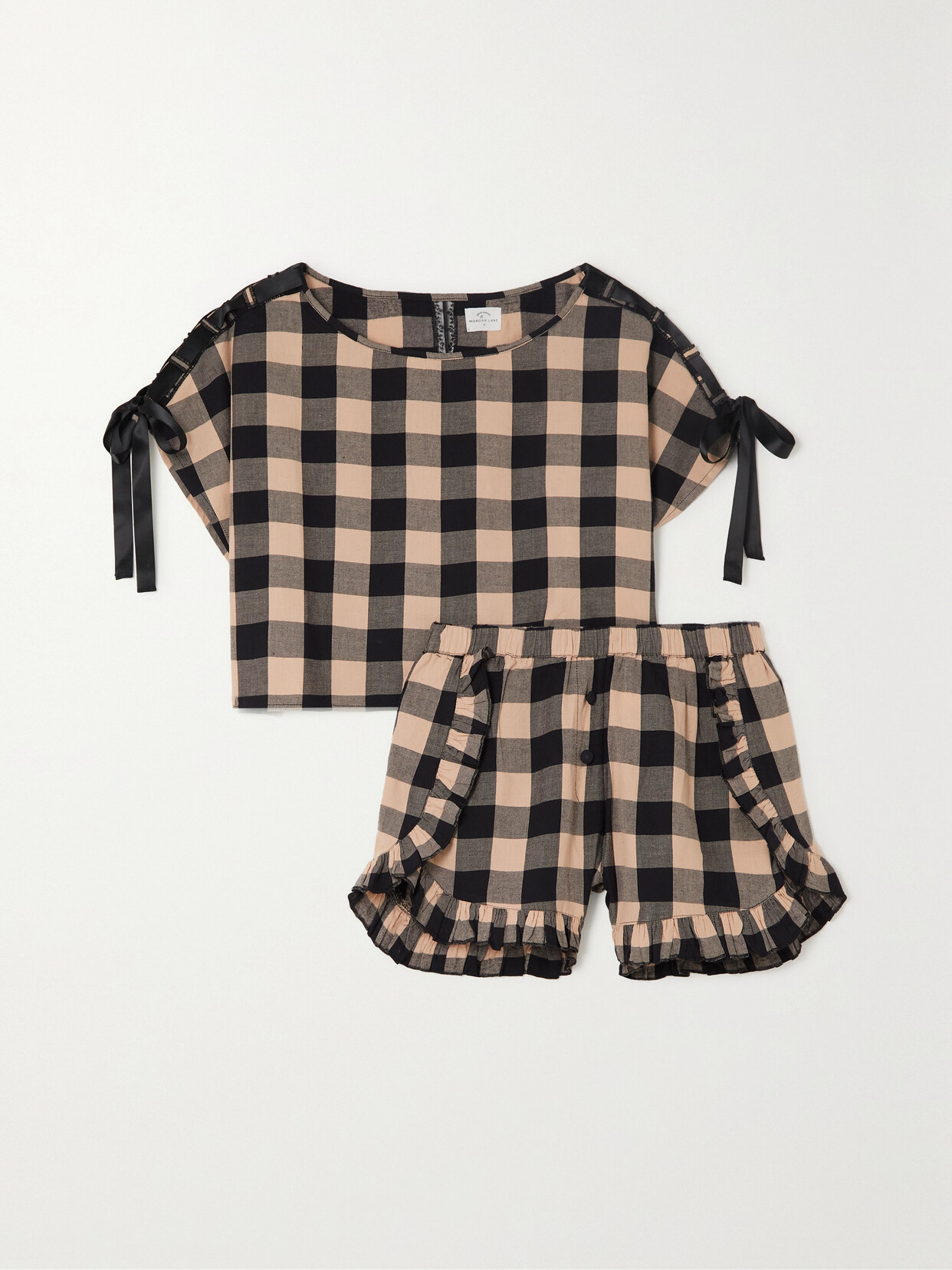 Morgan Lane - Gina Nessa Satin-trimmed Checked Cotton-flannel Pajama Set - Brown