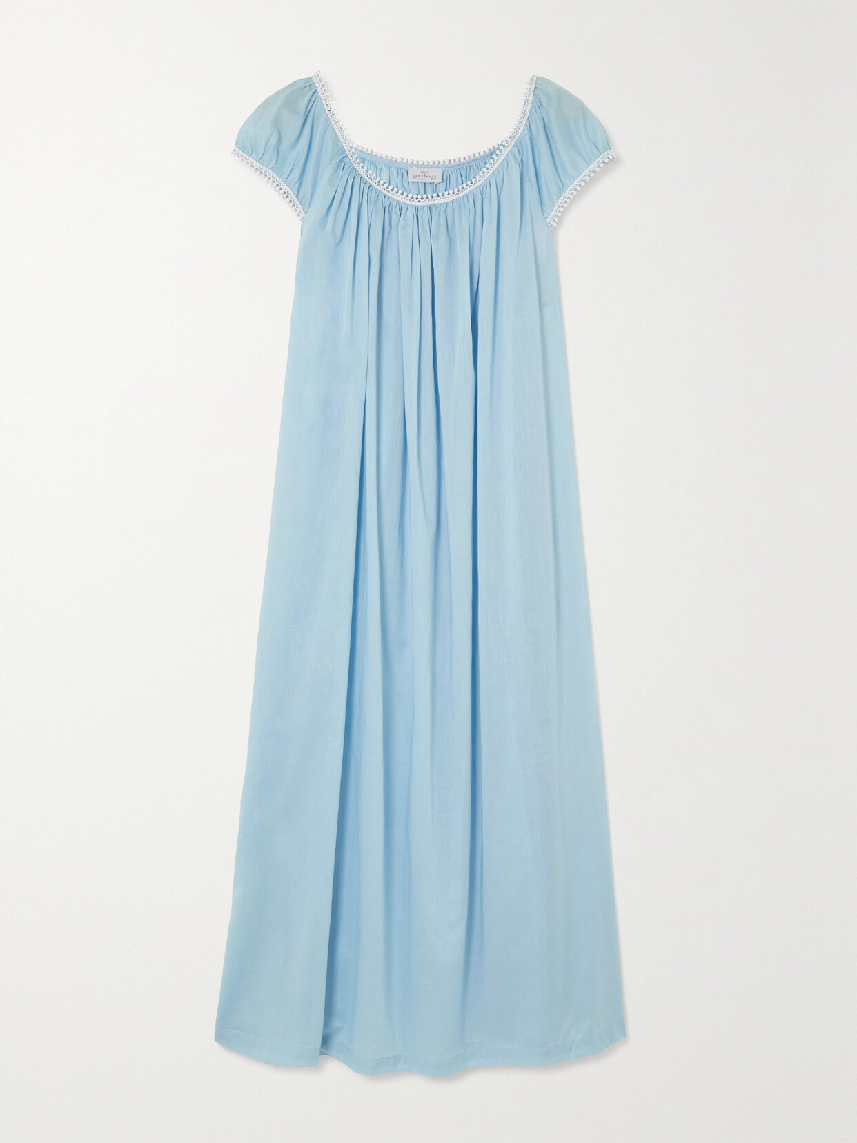 Pour Les Femmes - Crown Lace-trimmed Cotton Nightdress - Blue