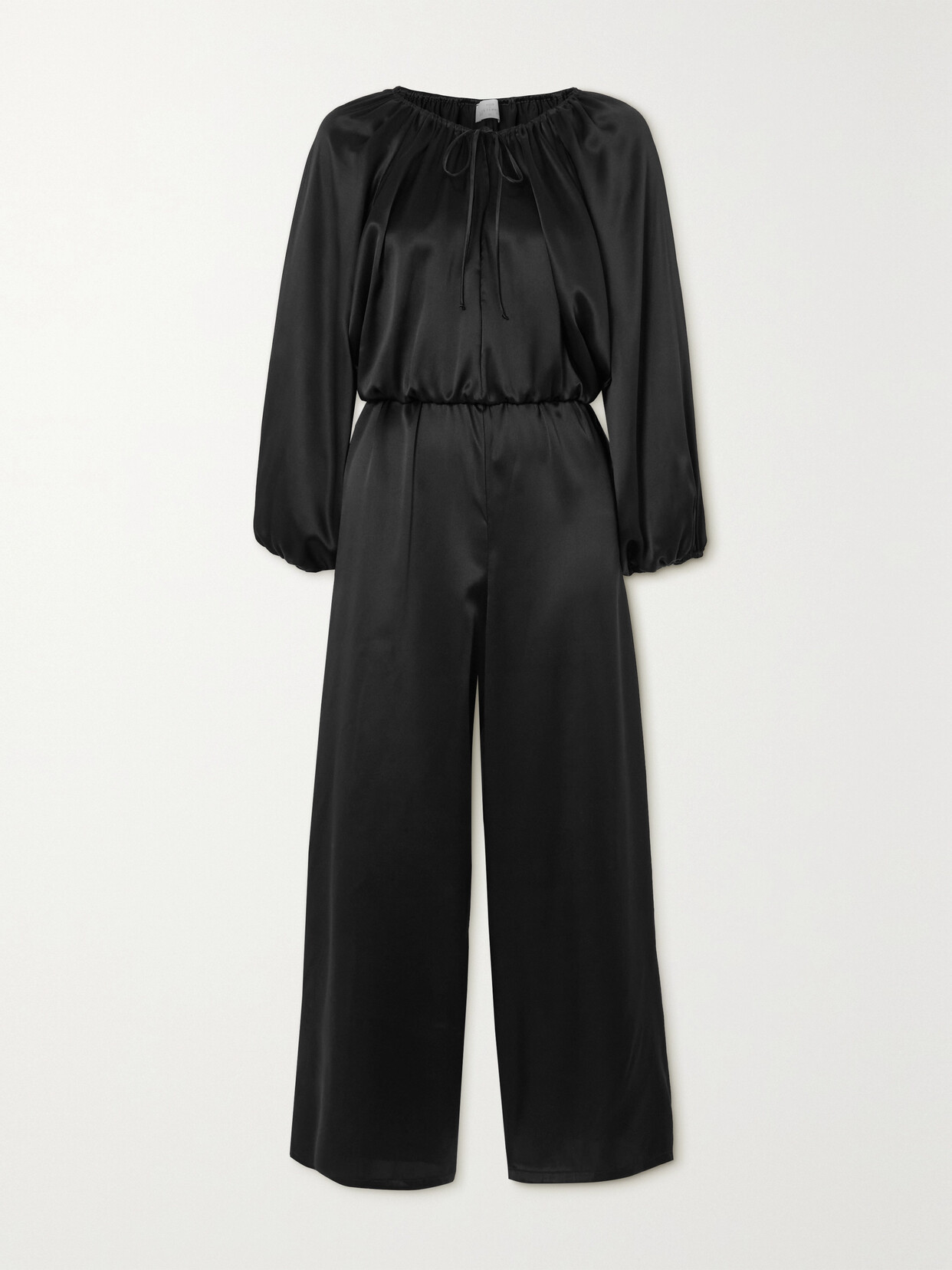 Pour Les Femmes - Farrah Gathered Silk-charmeuse Jumpsuit - Black