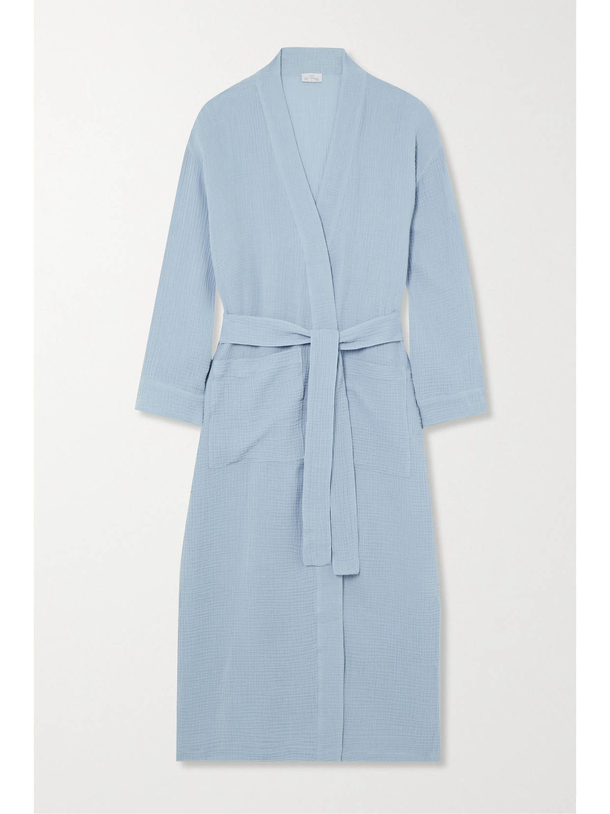 Pour Les Femmes - Angel Crinkled Cotton-gauze Robe - Blue