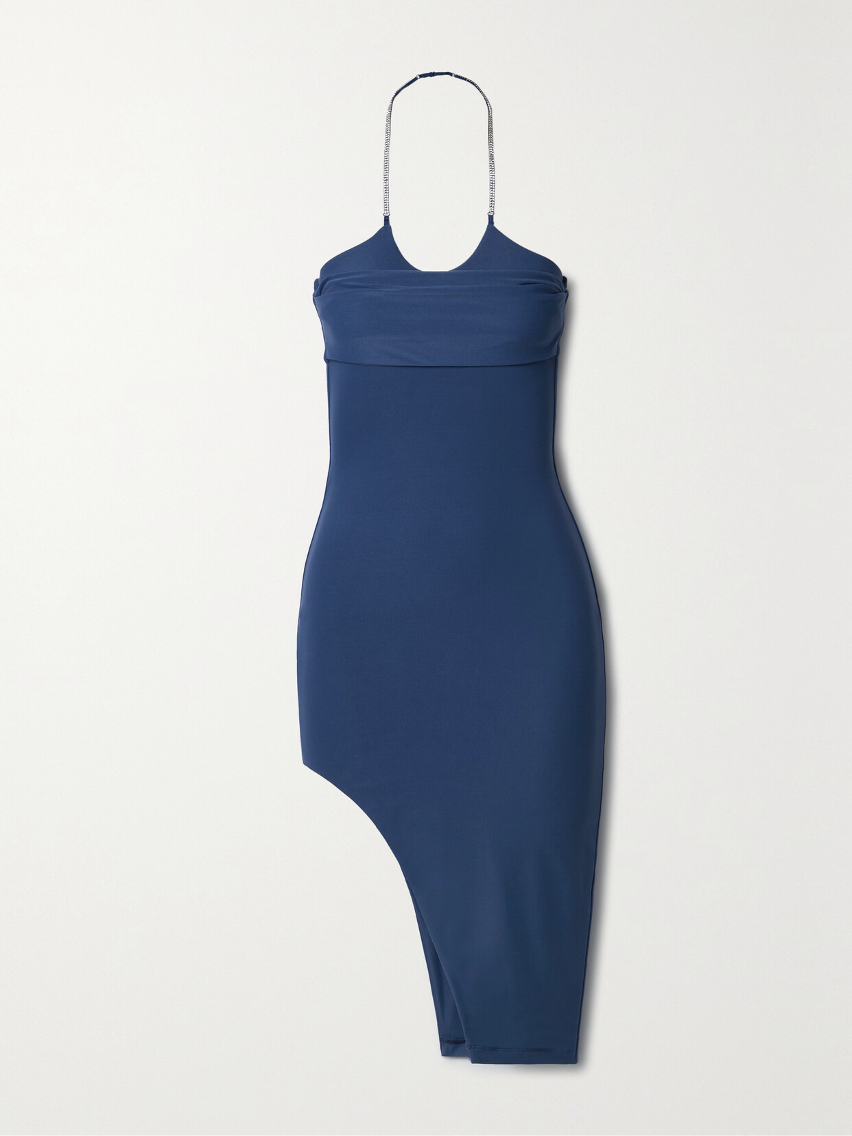 Alix NYC - Mira Asymmetric Crystal-embellished Stretch-jersey Dress - Blue