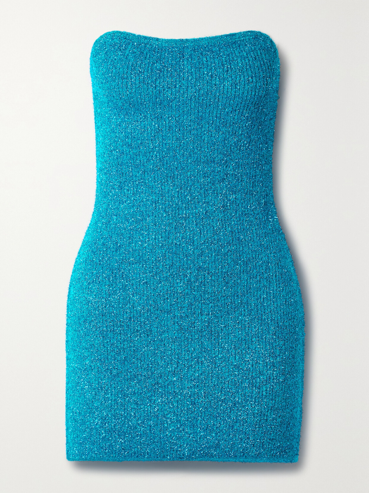 Alix NYC - Cleo Strapless Metallic Ribbed-knit Mini Dress - Blue