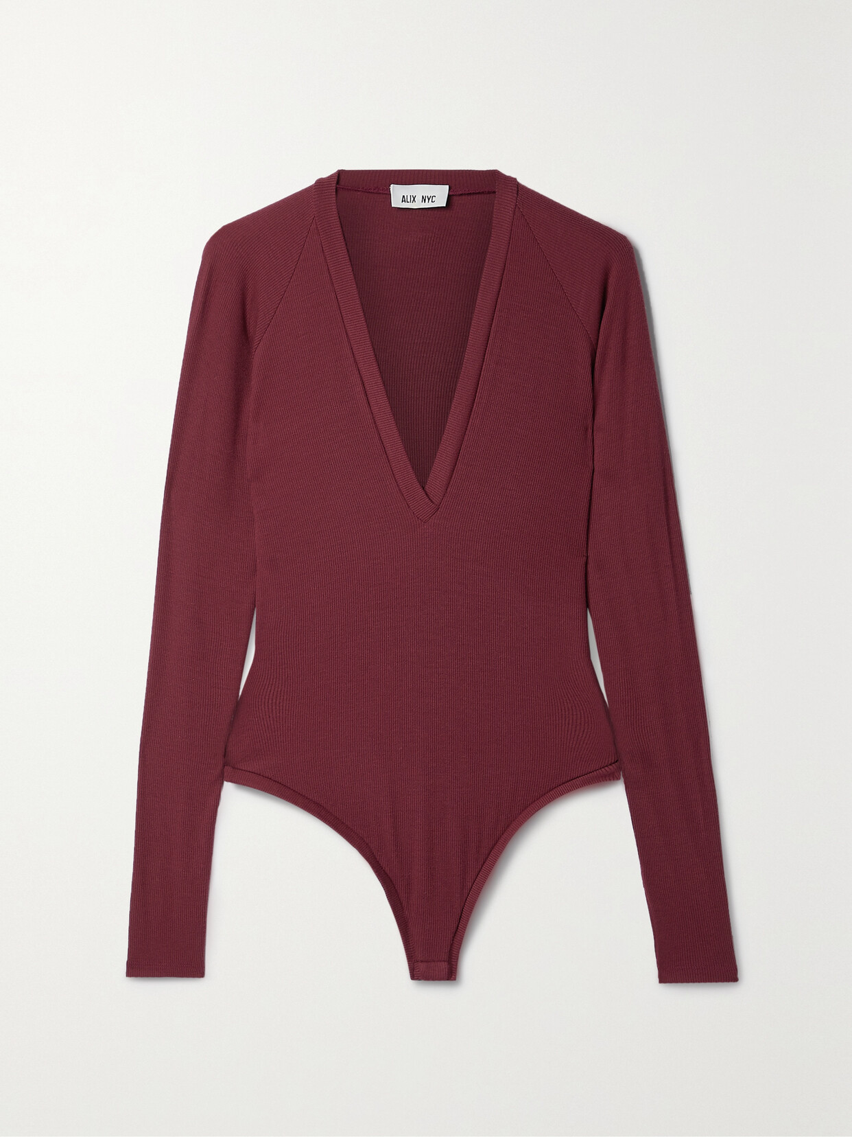 Alix NYC - Hylan Ribbed Stretch-modal Thong Bodysuit - Burgundy