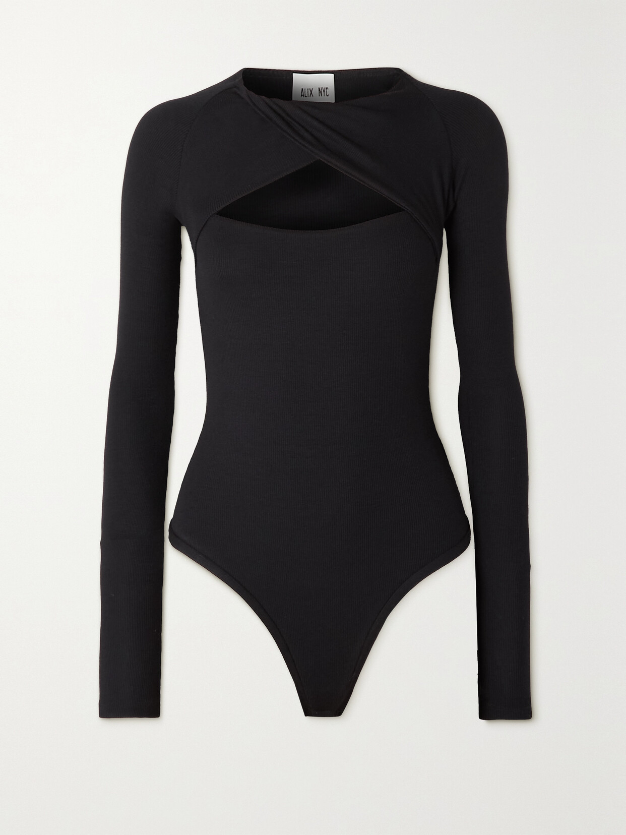 Alix Nyc Malone Cutout Ribbed Stretch-modal Bodysuit In Black