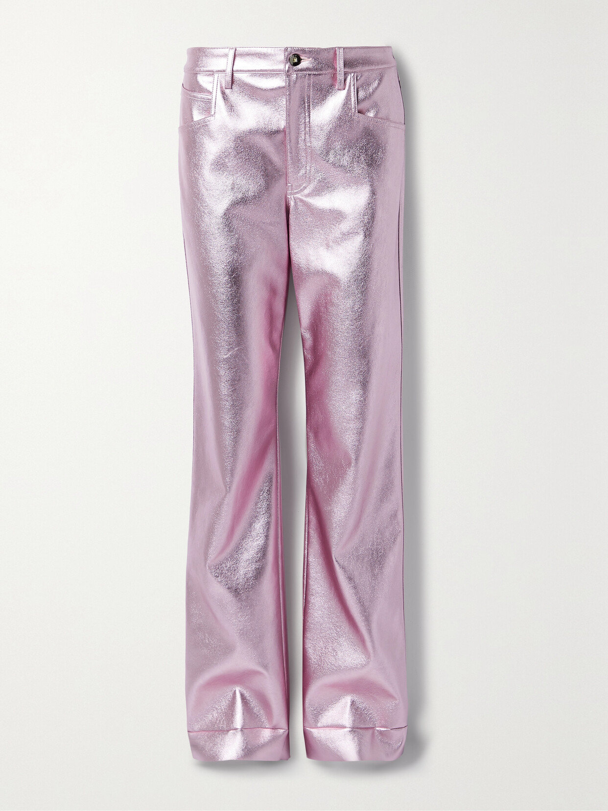 ALIX NYC JAY METALLIC VEGAN LEATHER STRAIGHT-LEG PANTS