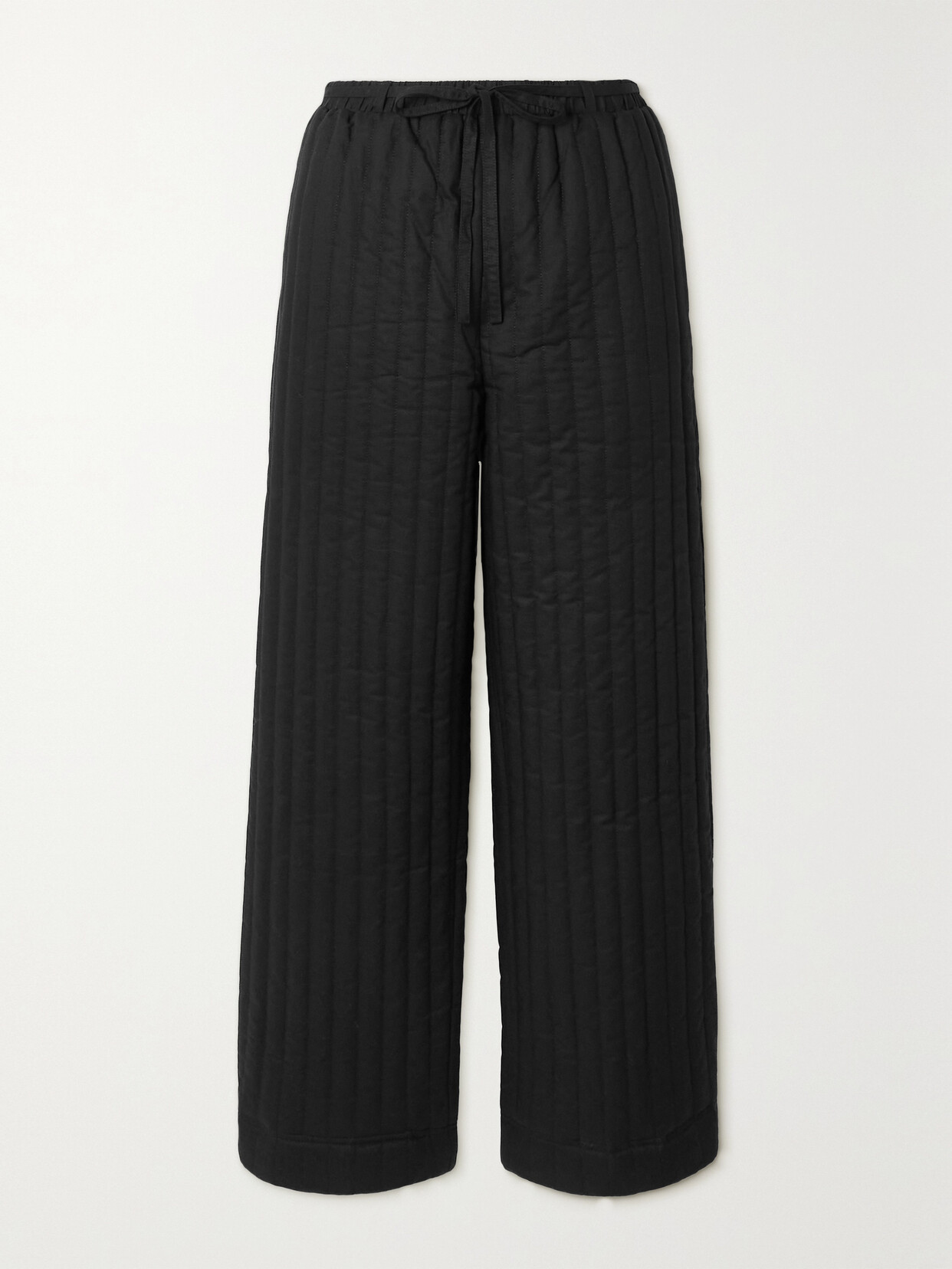 Deiji Studios - The Straight Padded Quilted Linen And Cotton-blend Straight-leg Pants - Black