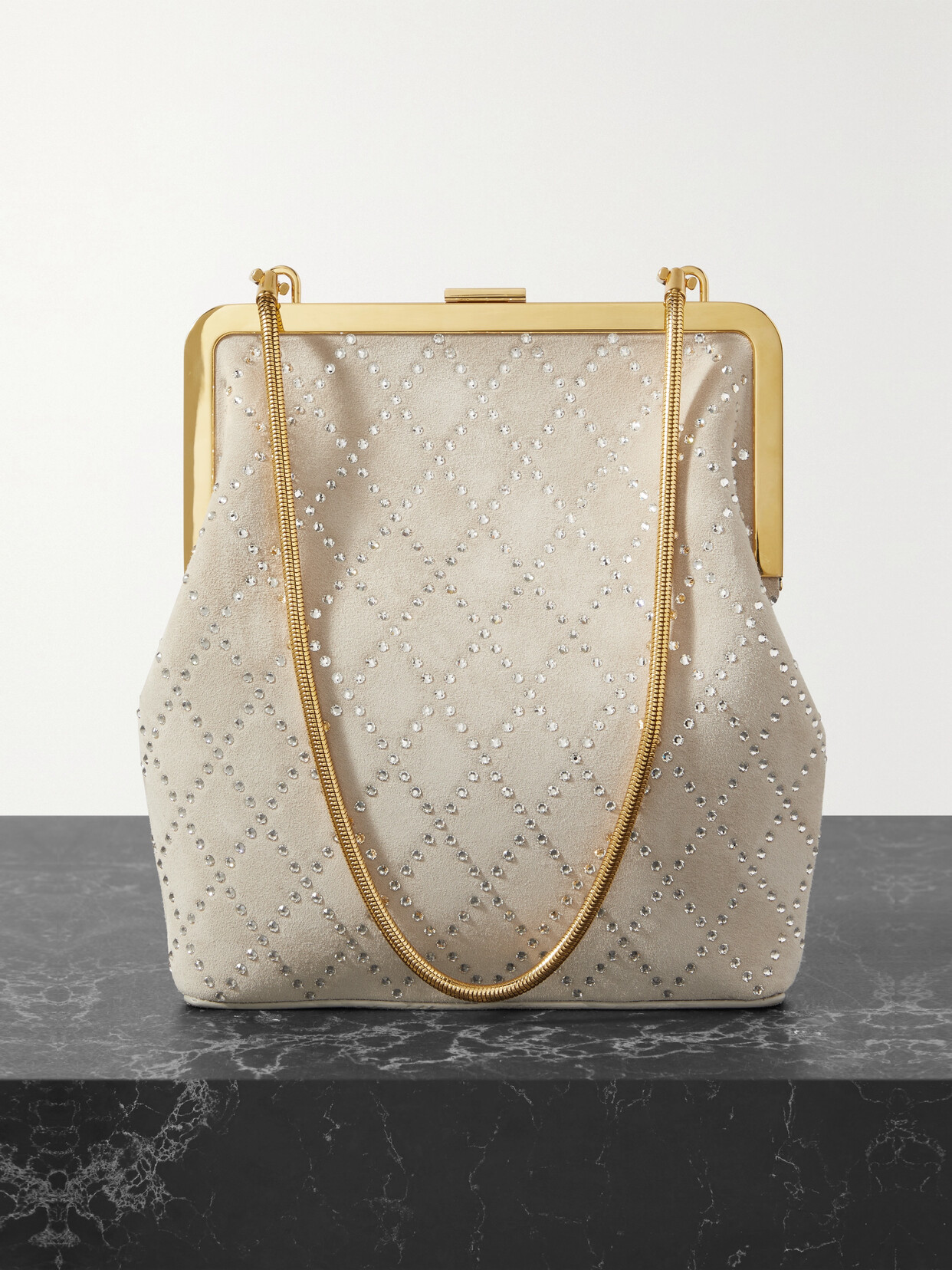 Khaite - Lilith Crystal-embellished Suede Tote - Cream