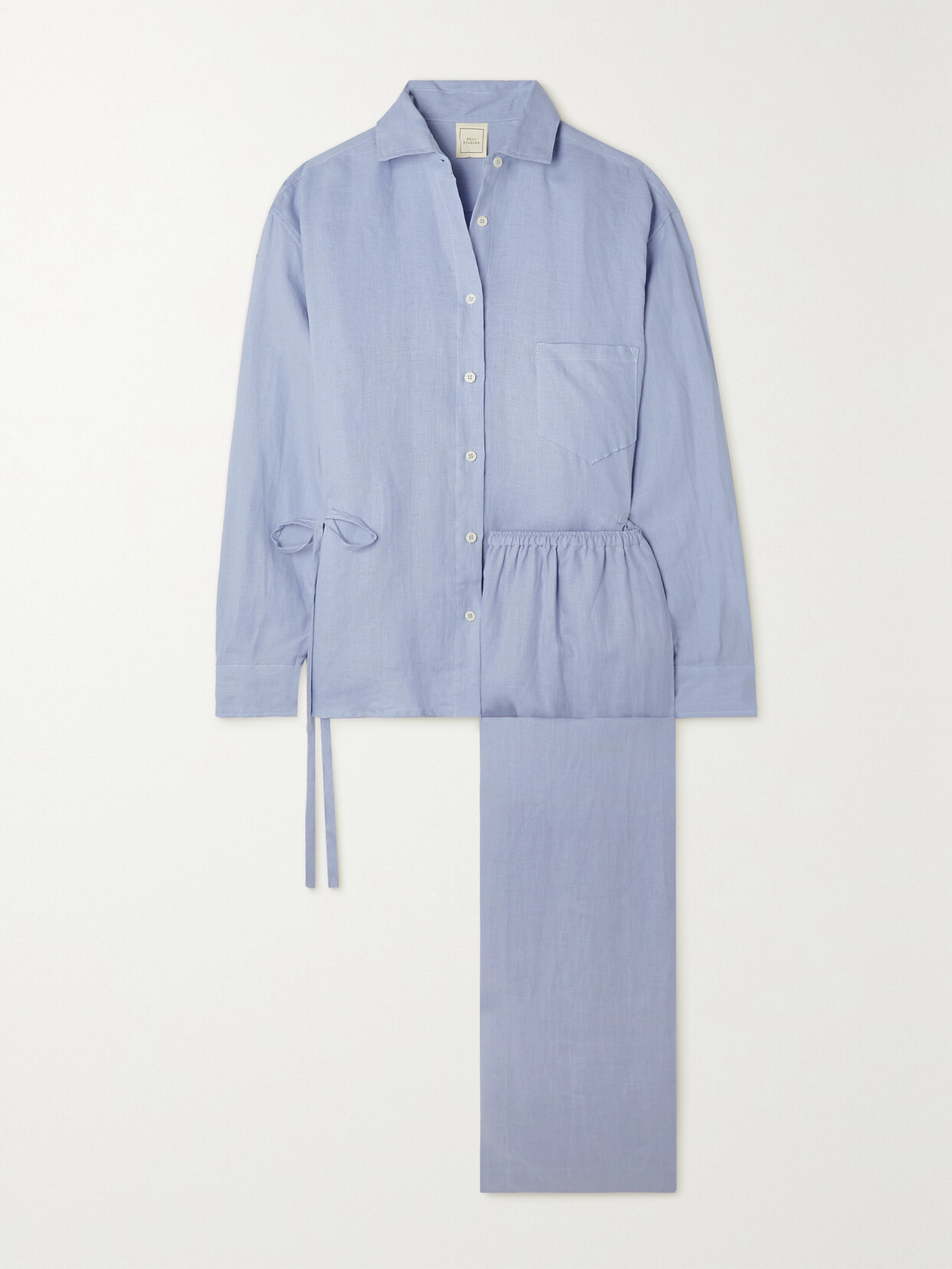 Deiji Studios - + Net Sustain The Side Tie Linen Pajama Set - Blue