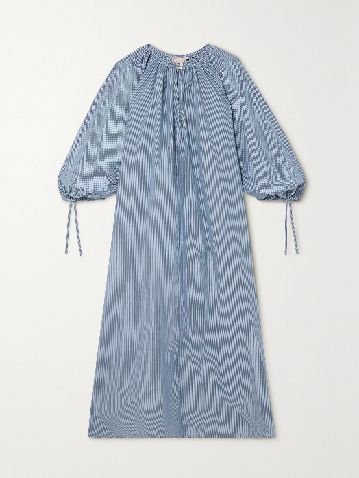 Deiji Studios - + Net Sustain The Drawstring Striped Organic Cotton Midi Dress - Blue